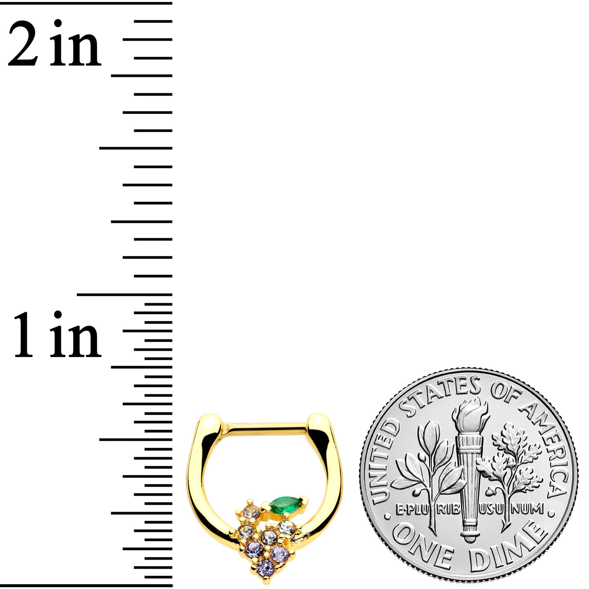 16G 5/16 Clear CZ Gem Gold Tone Bunch Grapes Cartilage Clicker