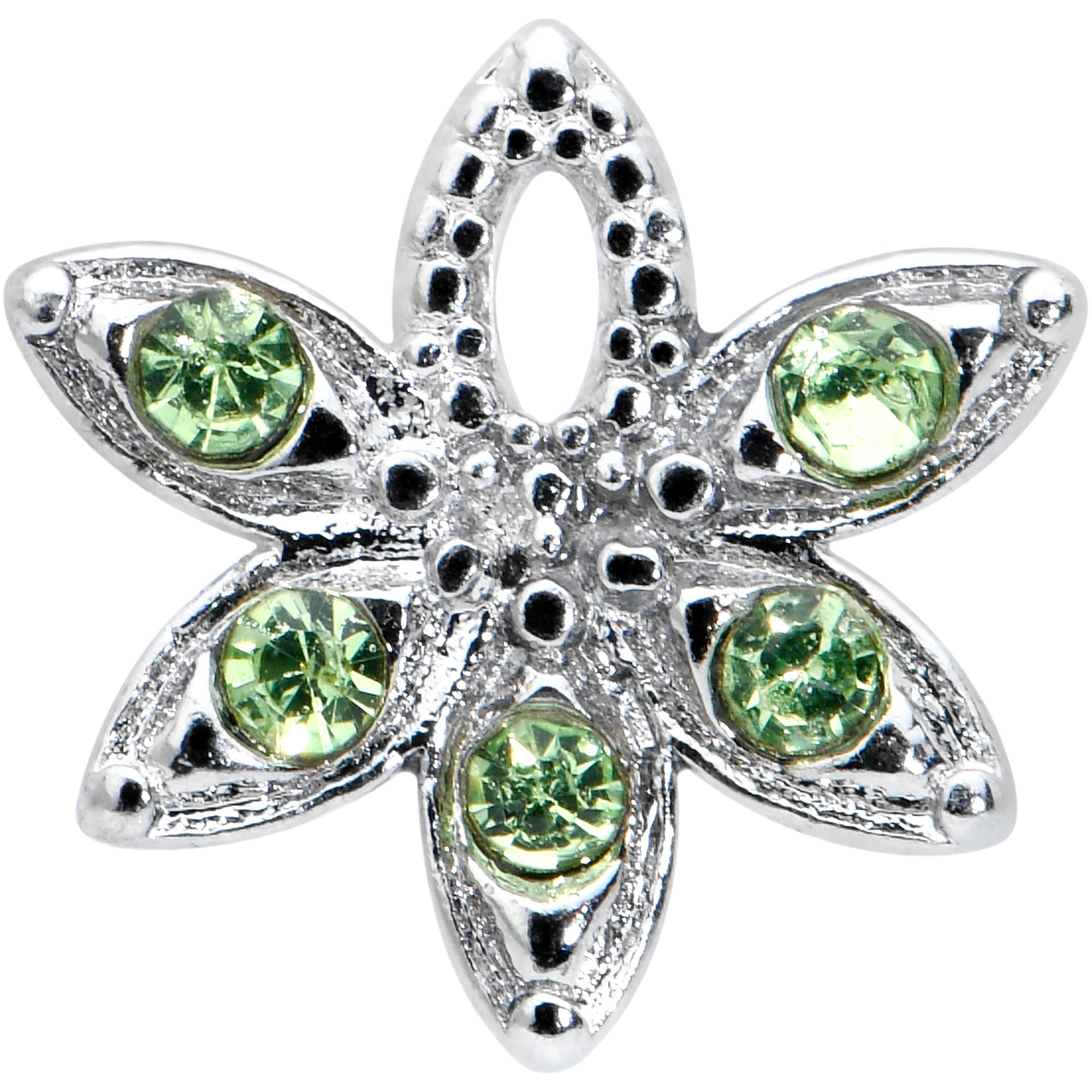 16G 1/4 Green Gem Texture Loopy Pot Leaf Cartilage Tragus Earring