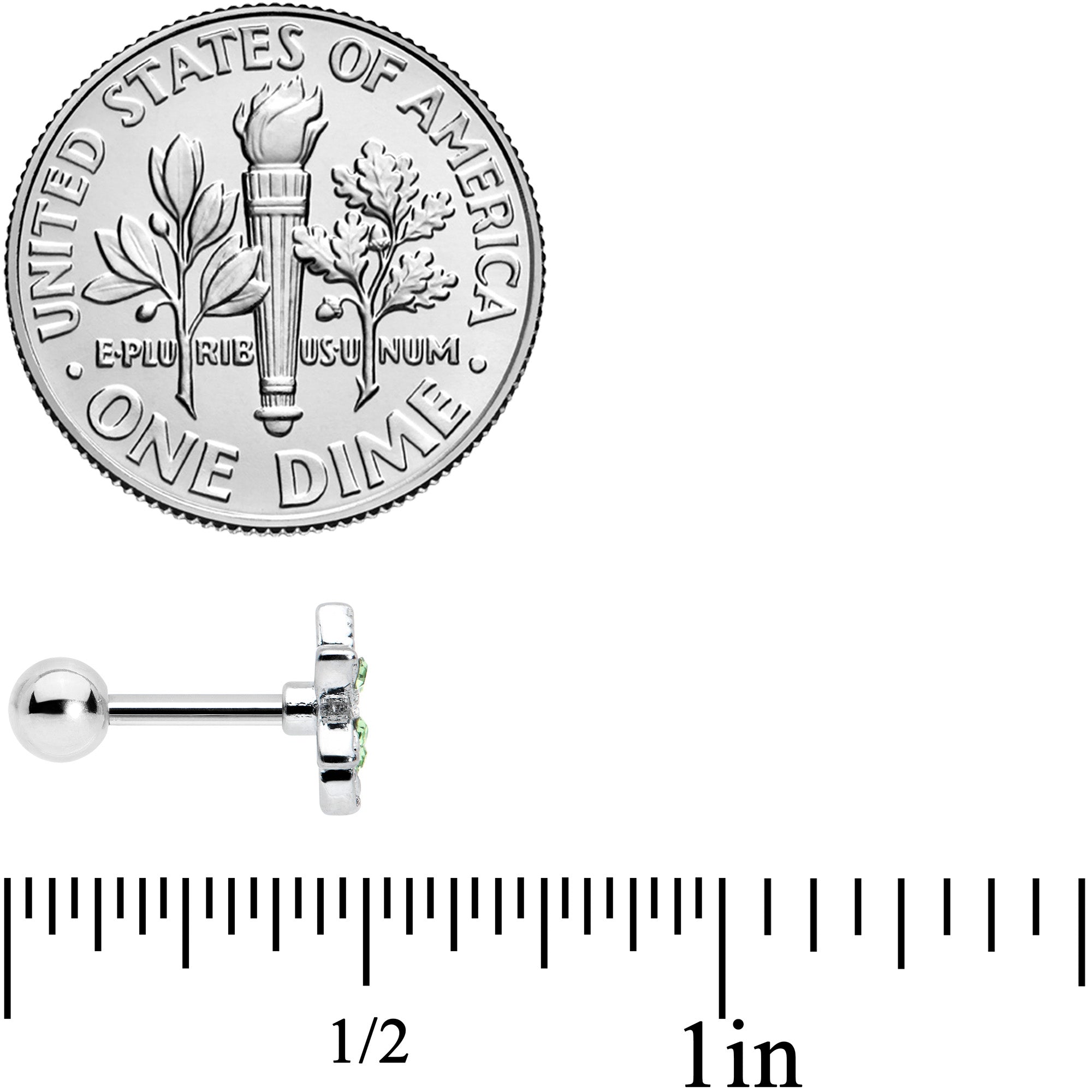 16G 1/4 Green Gem Texture Loopy Pot Leaf Cartilage Tragus Earring