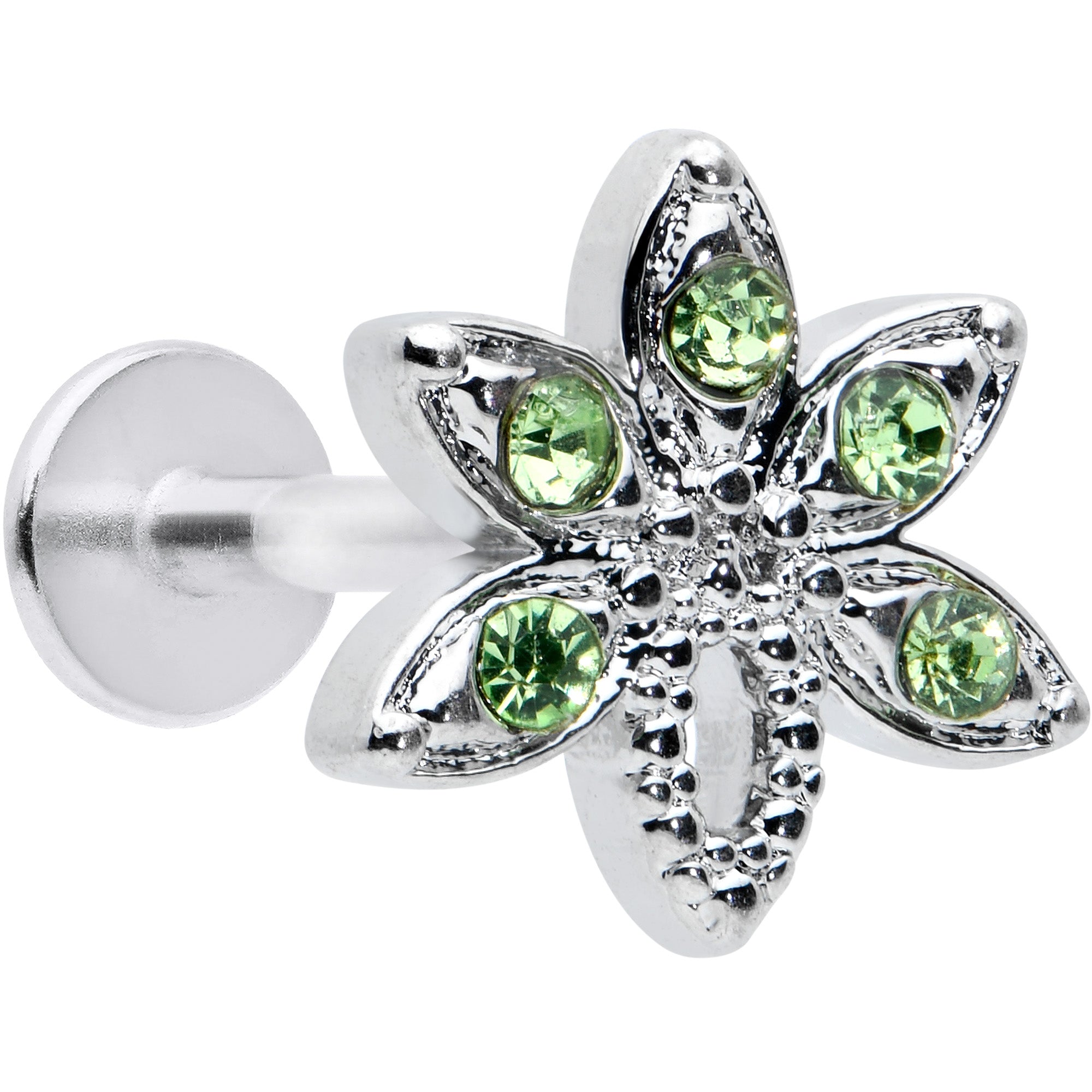 16G 5/16 Green Gem Textured Pot Leaf Labret Monroe Tragus