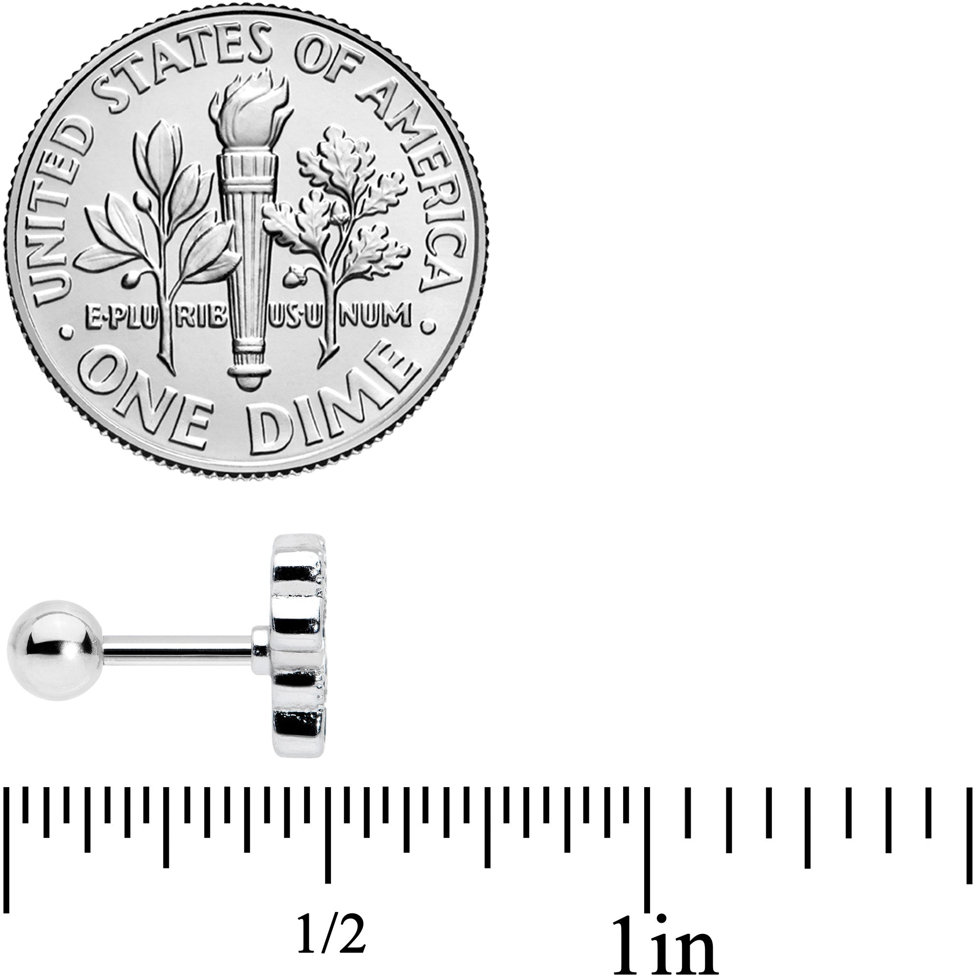 16G 1/4 Textured Black Paw Prints Cartilage Tragus Earring