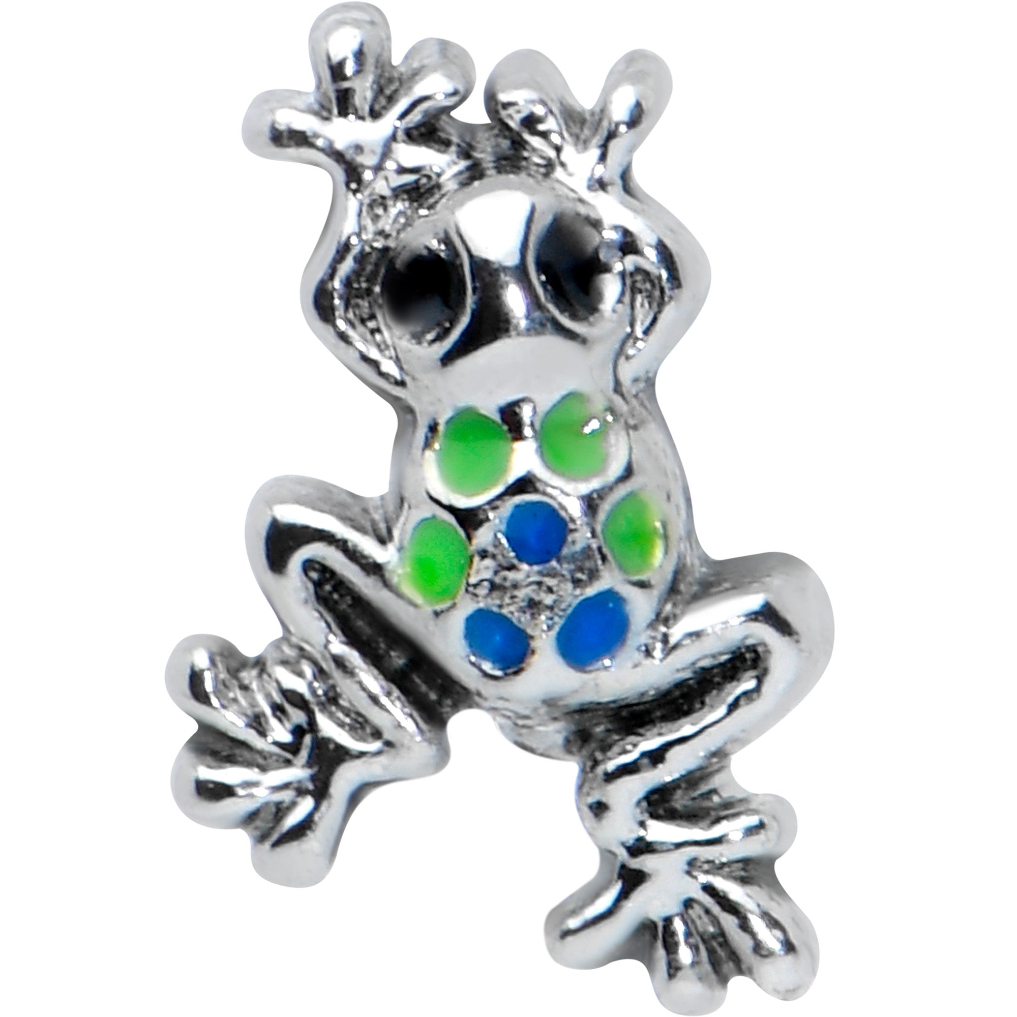 16G 1/4 Black Gem Polka Dot Frog Cartilage Tragus Earring