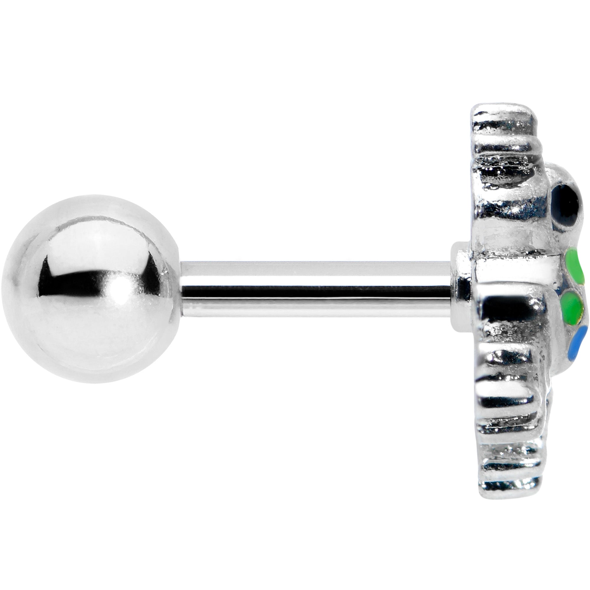 16G 1/4 Black Gem Polka Dot Frog Cartilage Tragus Earring