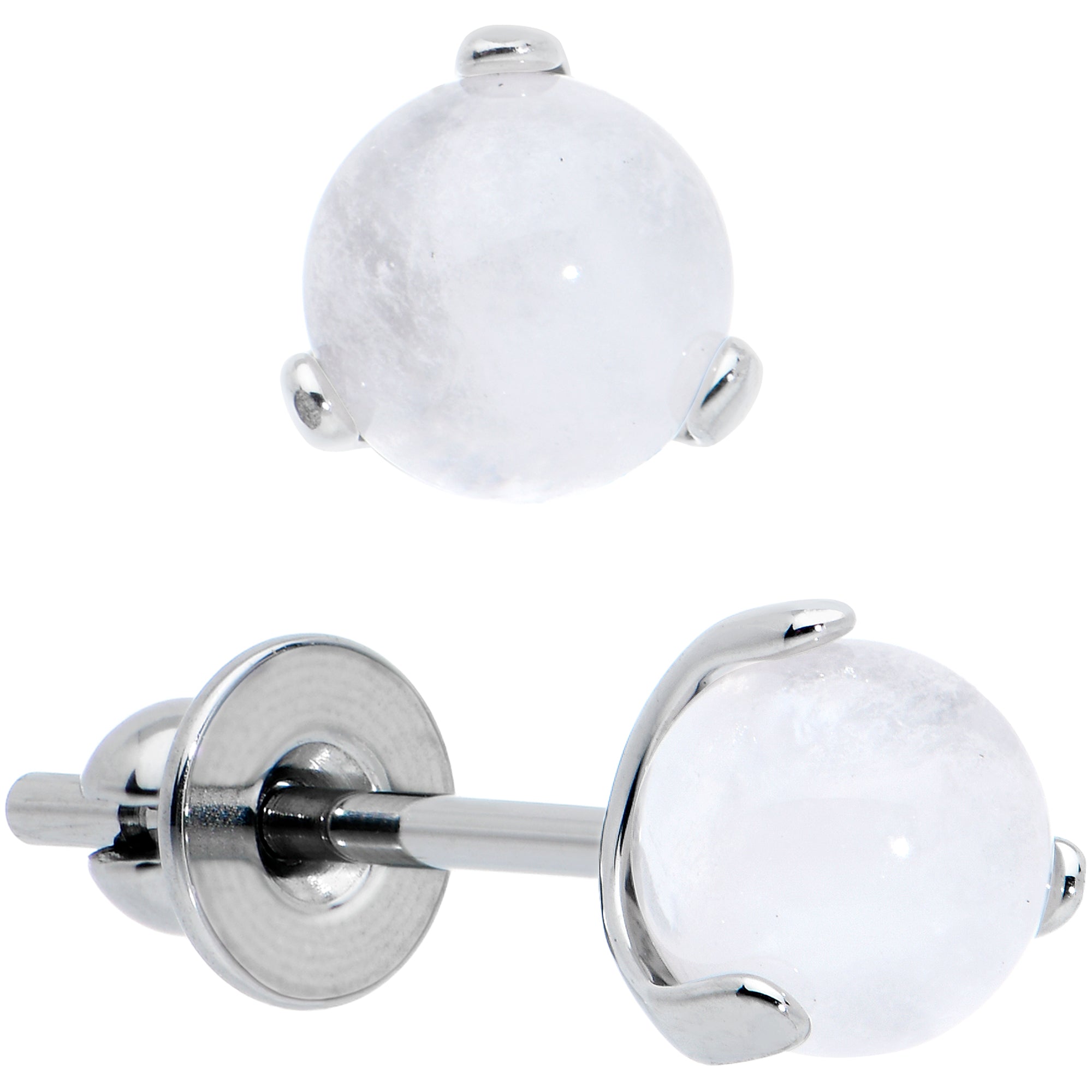 4mm Light Rose Quartz Stone Implant Grade Titanium Stud Earrings