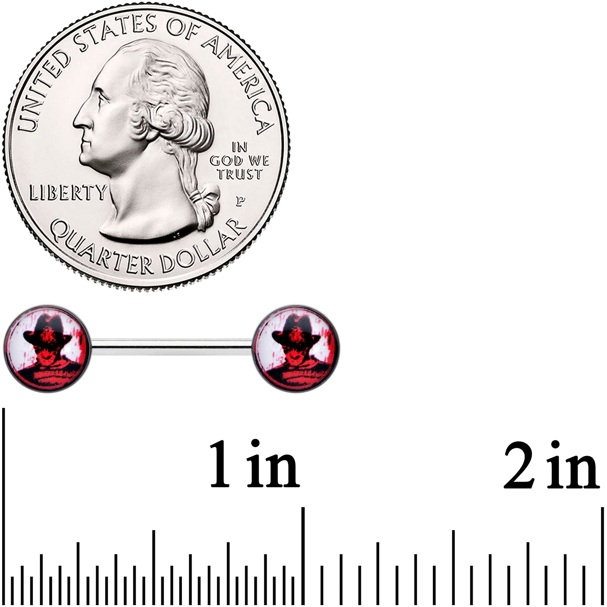 14G 9/16 Licensed Nightmare on Elm St Freddy Nipple Ring Set