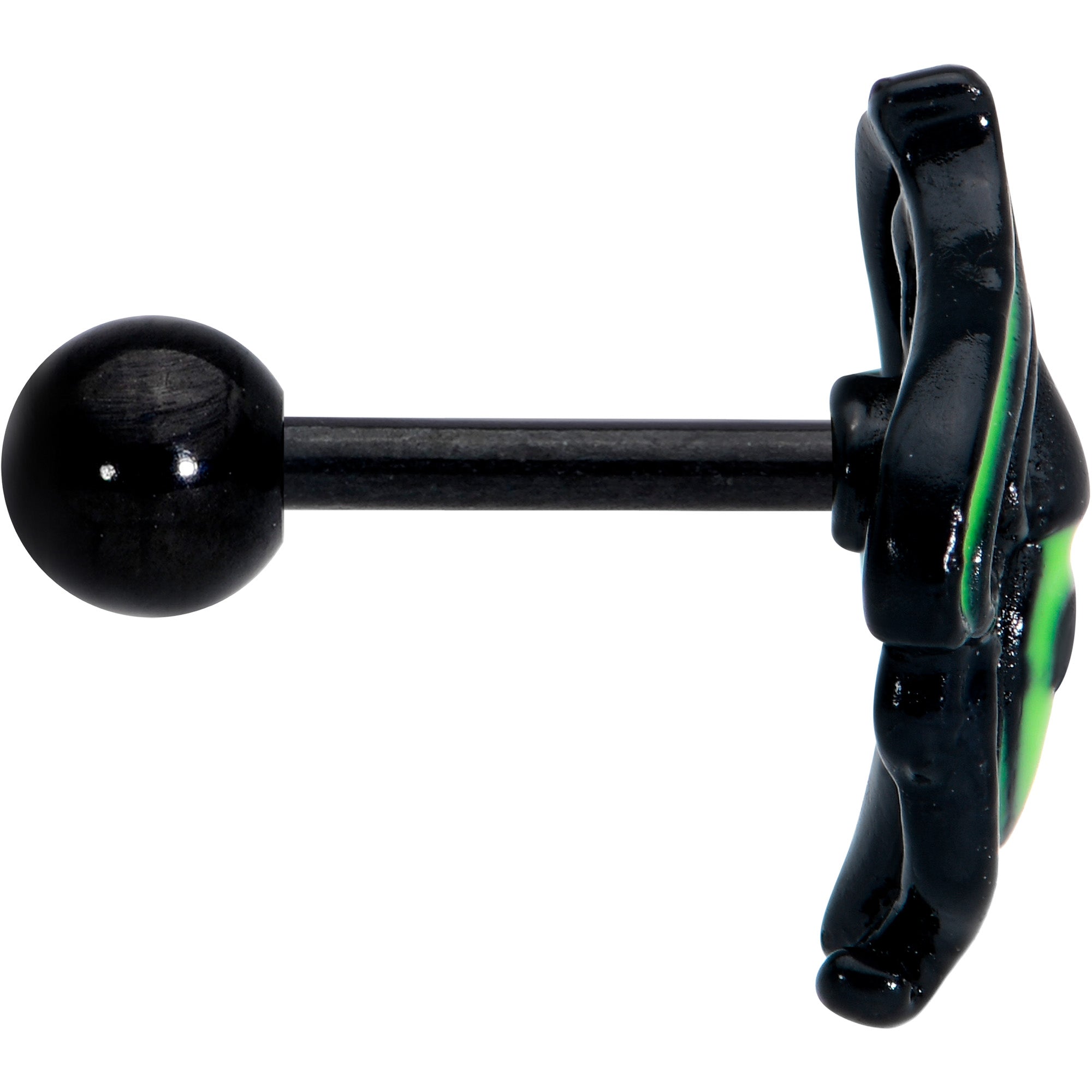 16G 1/4 Black Striking Peacock Feather Cartilage Tragus Earring