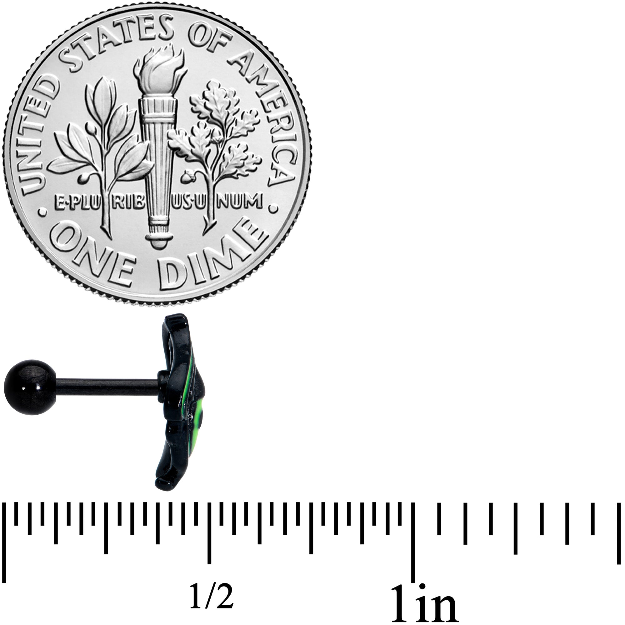 16G 1/4 Black Striking Peacock Feather Cartilage Tragus Earring