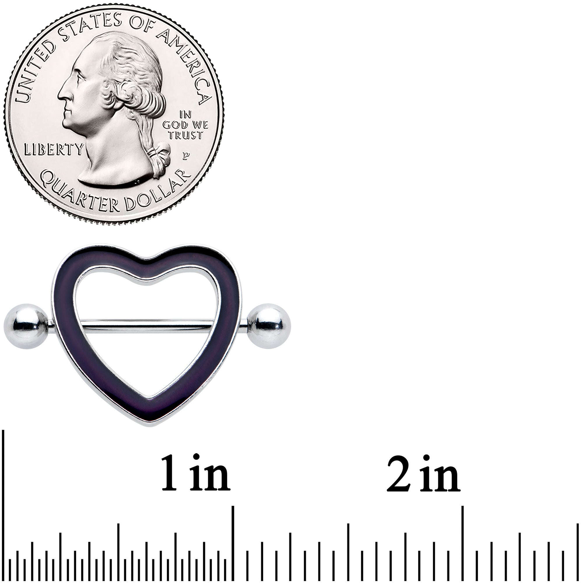 14G 5/8 Black Heart Valentine Glow in the Dark Nipple Shield Set