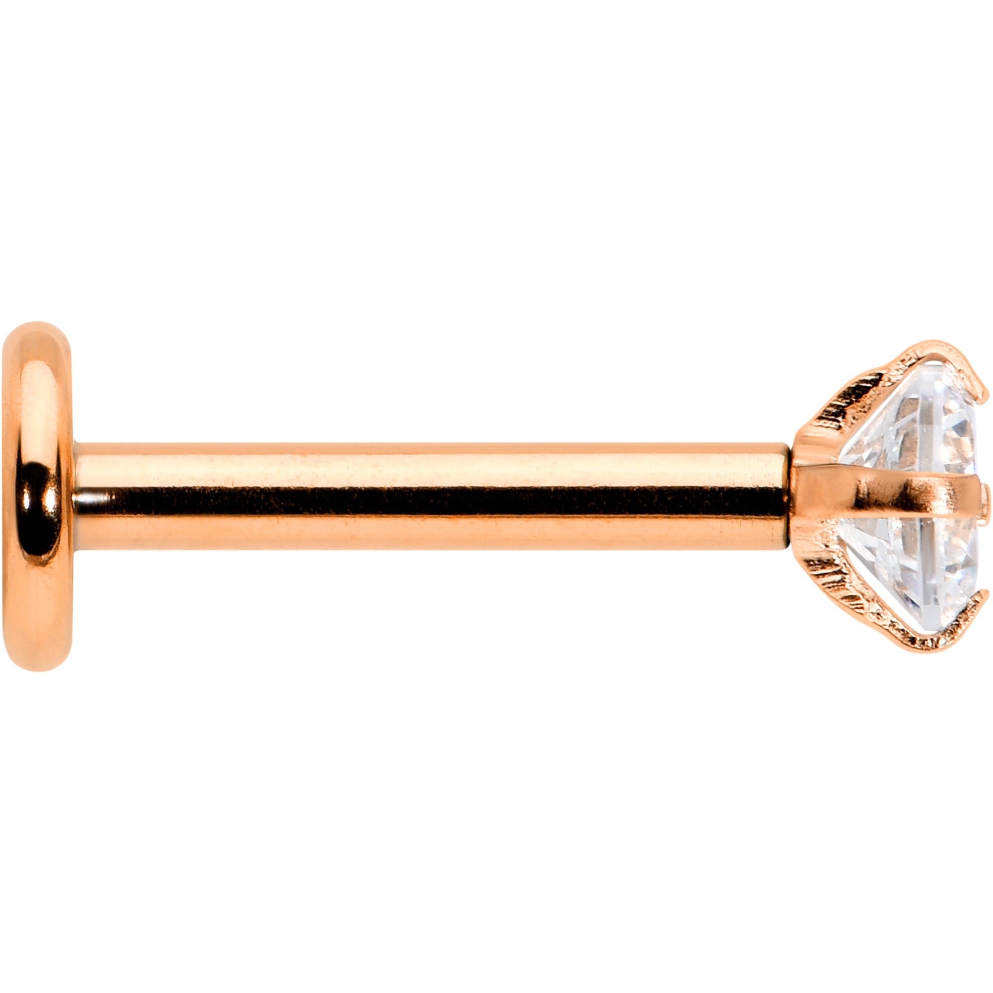 16G 5/16 Clear Gem Rosy Tone Round Internal Thread Labret Tragus