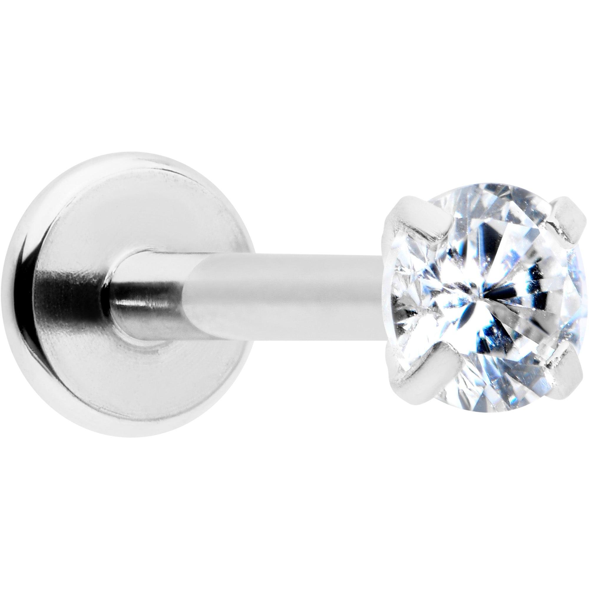 16G 5/16 Clear Gem Round End Internally Threaded Labret Tragus