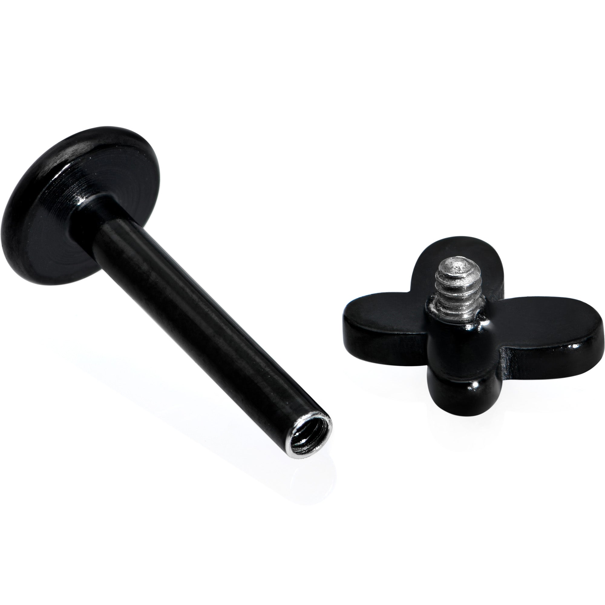 16G 5/16 Black Simple Butterfly Internally Threaded Labret Tragus