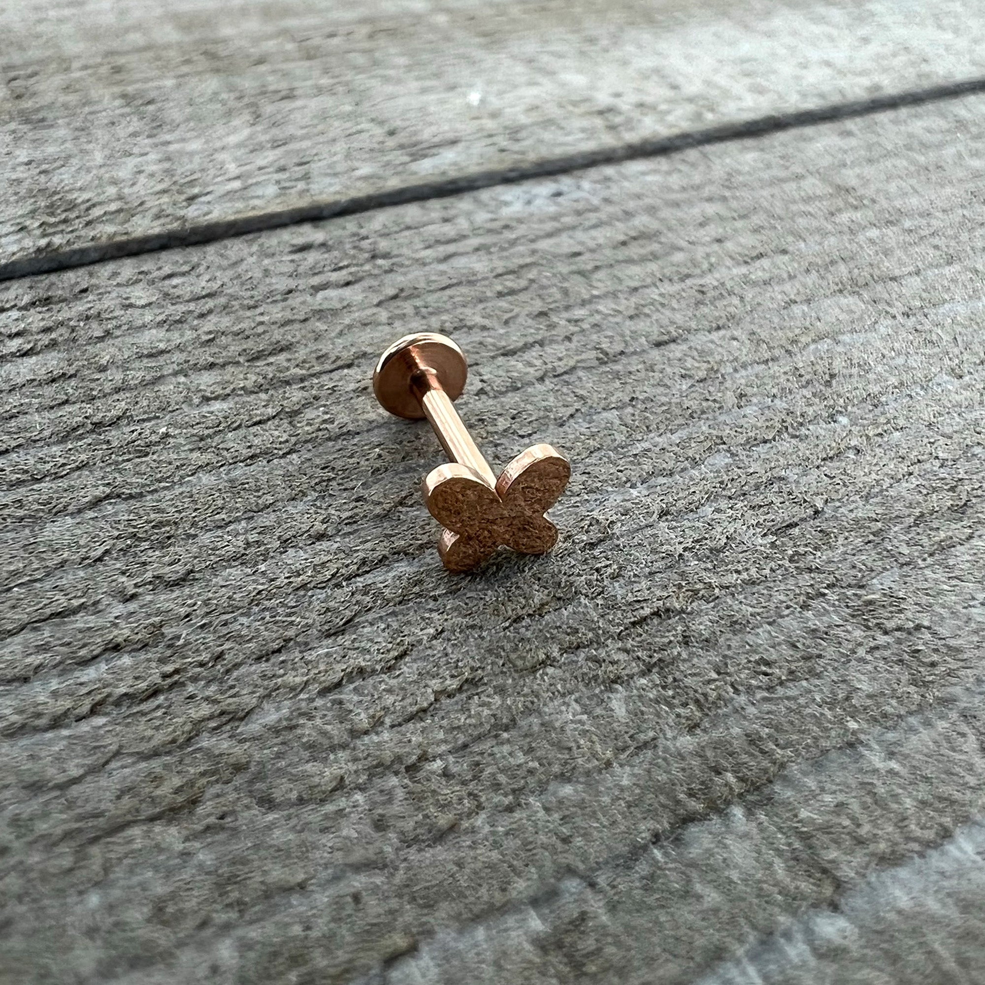 16G 5/16 Rosy Tone Simple Butterfly Internal Thread Labret Tragus