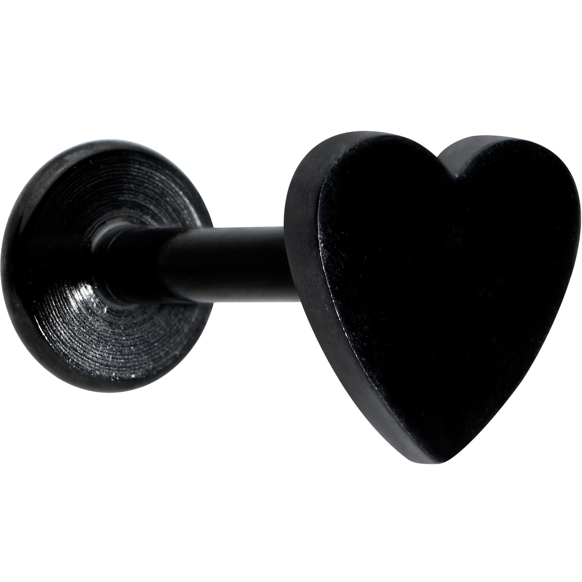 16G 5/16 Black Simple Heart Internally Threaded Labret Tragus