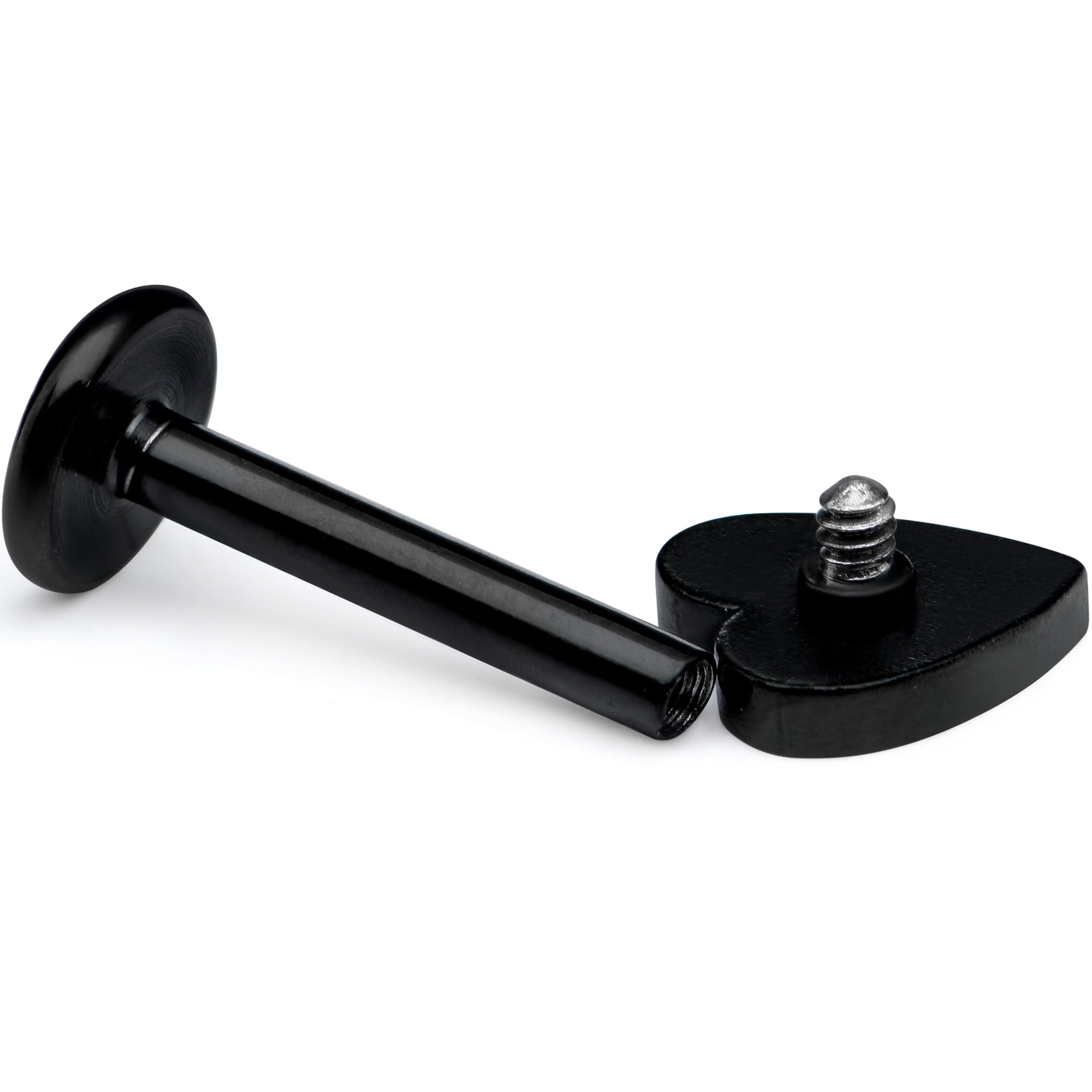 16G 5/16 Black Simple Heart Internally Threaded Labret Tragus