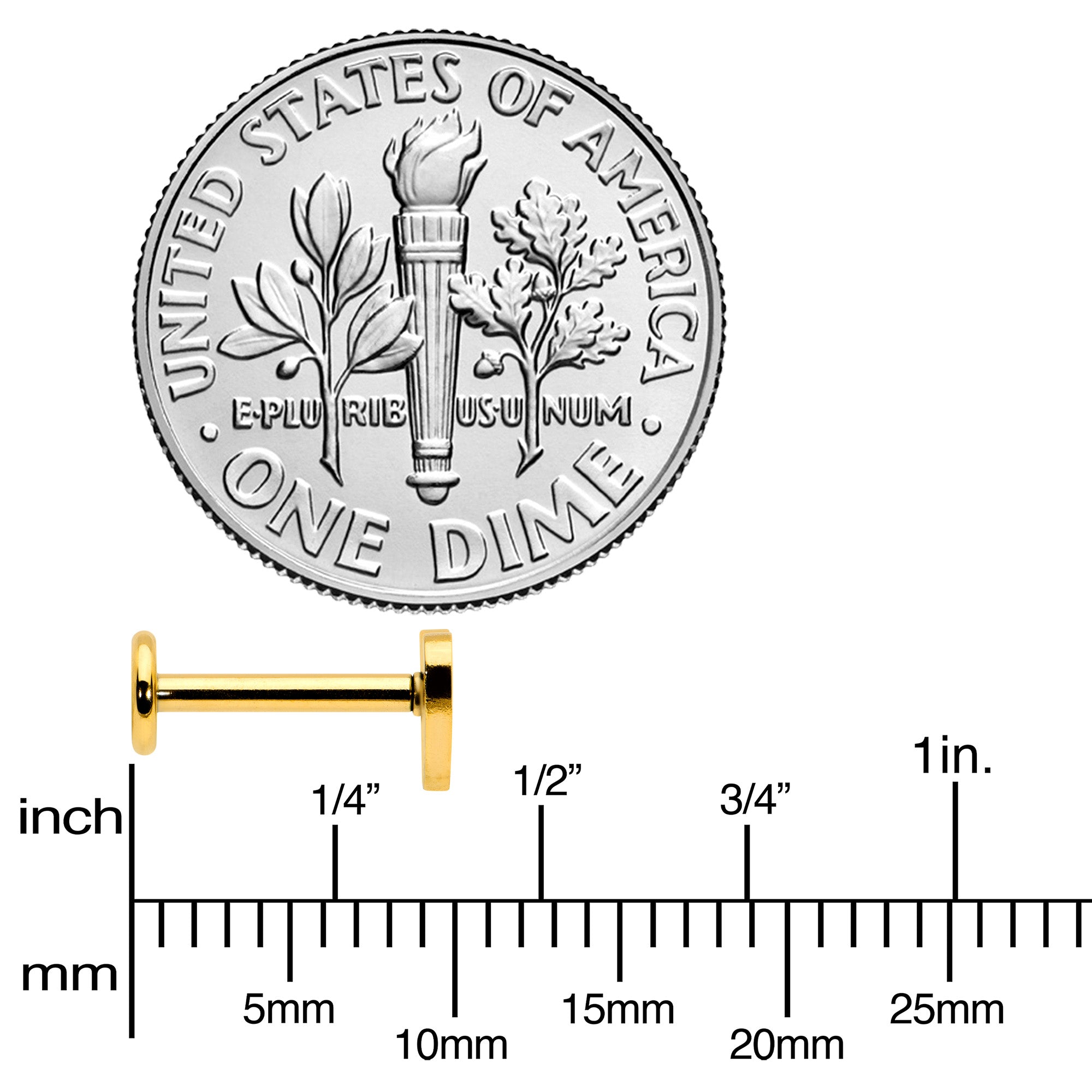 16G 5/16 Gold Tone Simple Heart Internally Threaded Labret Tragus