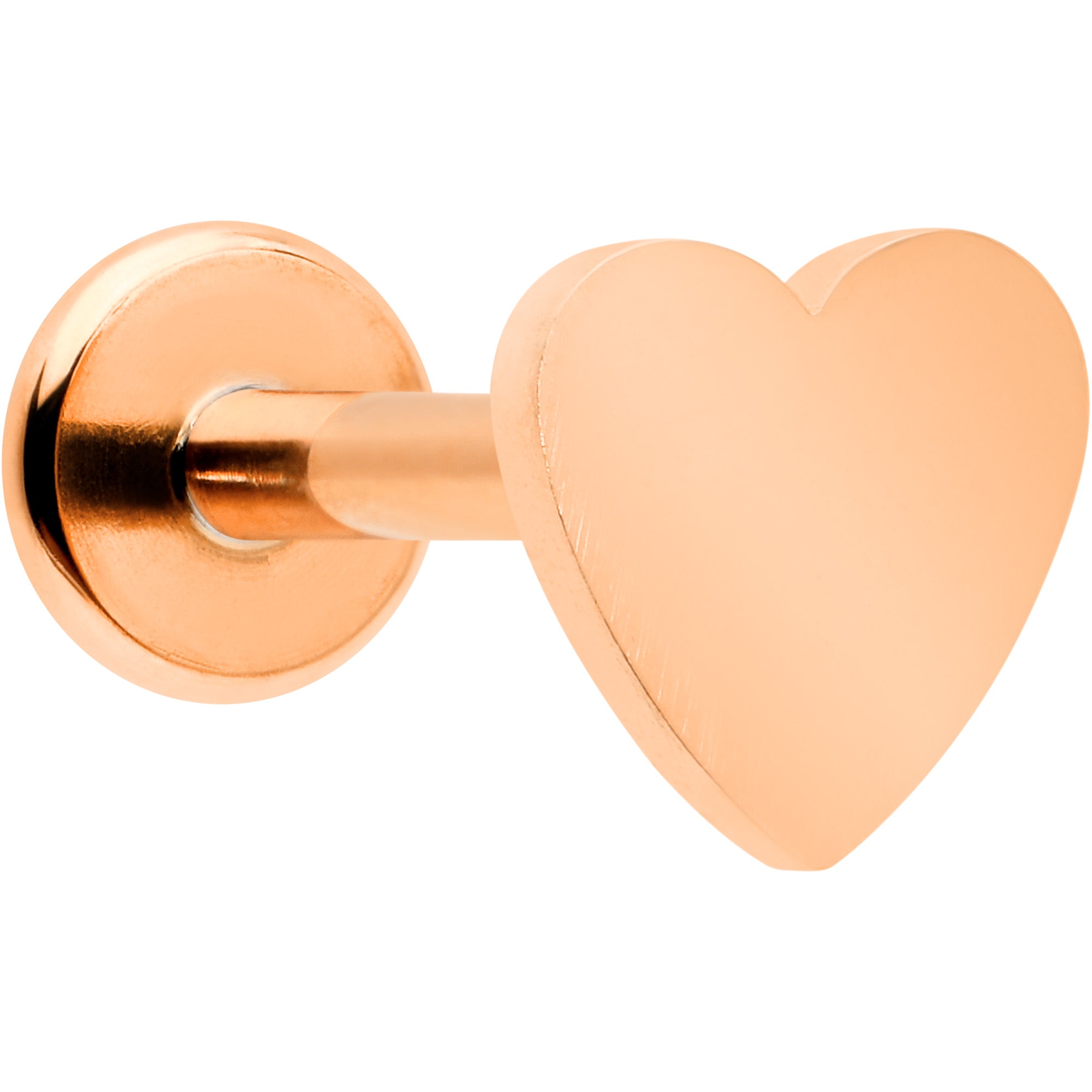 16G 5/16 Rose Gold Tone Simple Heart Internally Threaded Labret