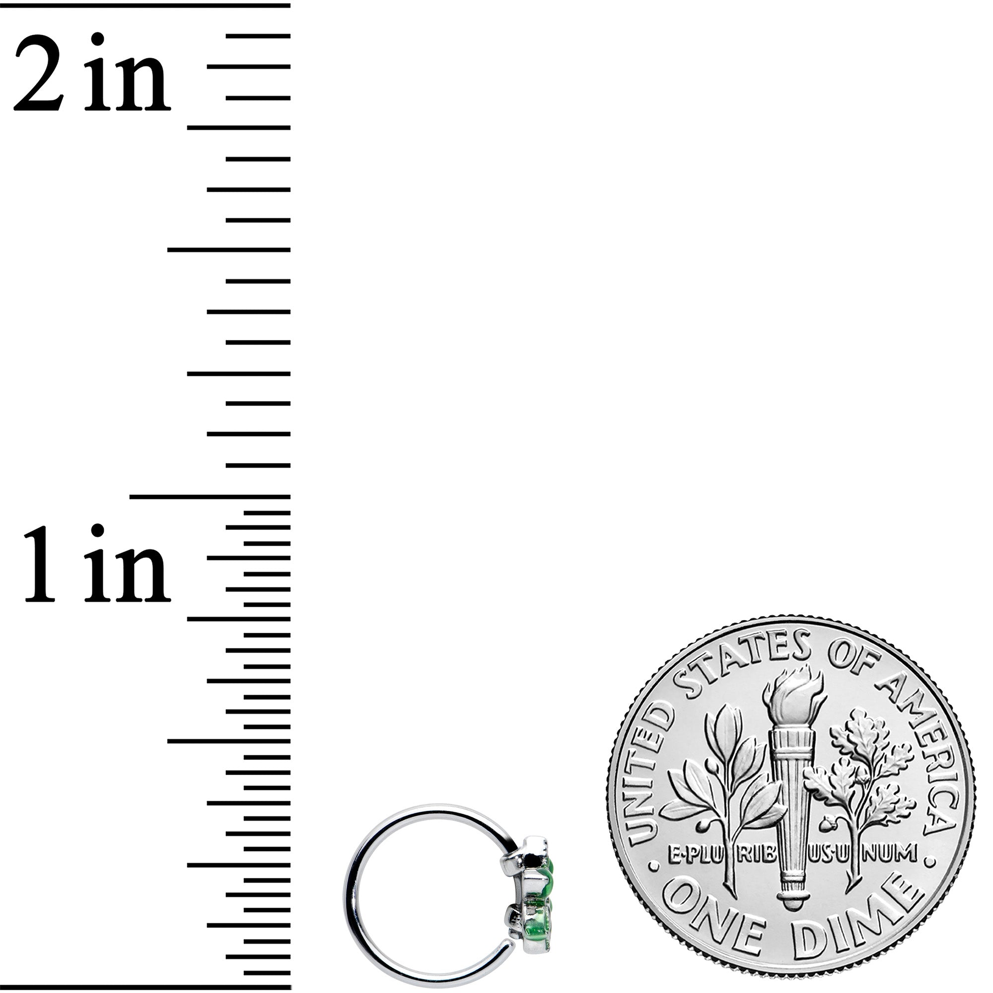 20G 5/16 Green Gem Textured Pot Leaf Nose Hoop