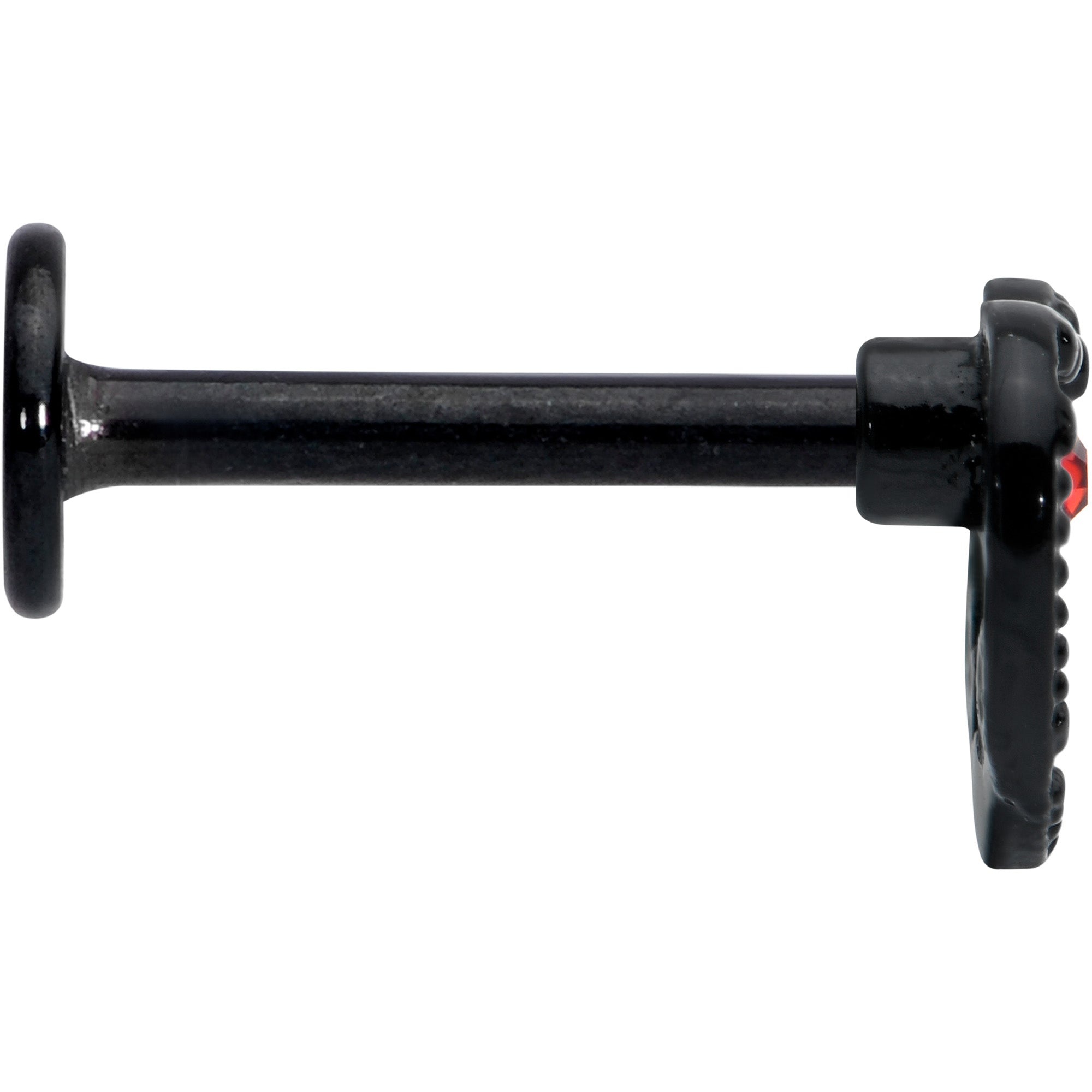 16G 5/16 Red Gem Black Steampunk Skull Labret Monroe Tragus