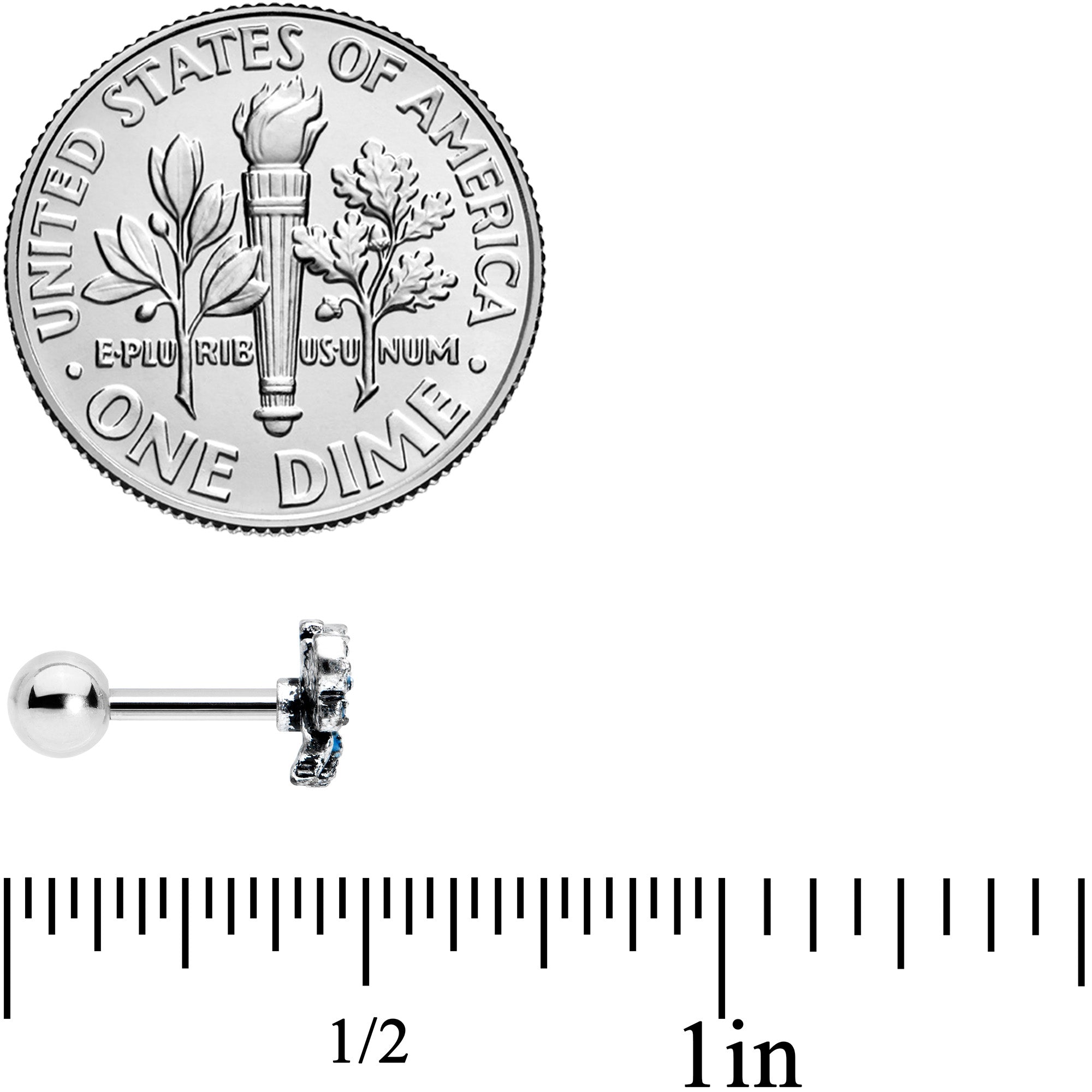 16G 1/4 Textured Blue Butterfly Cartilage Tragus Earring