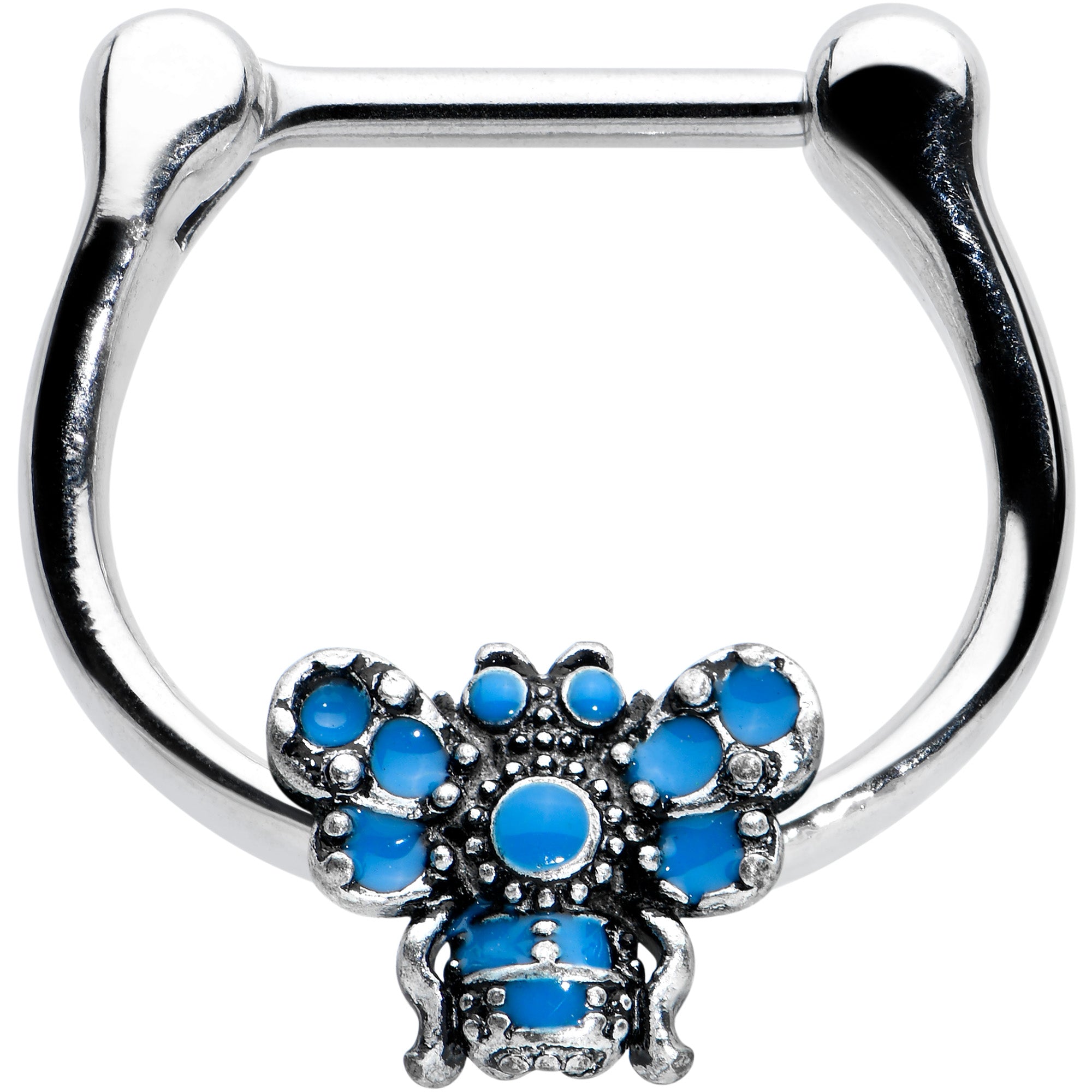 16G 5/16 Textured Blue Butterfly Cartilage Clicker