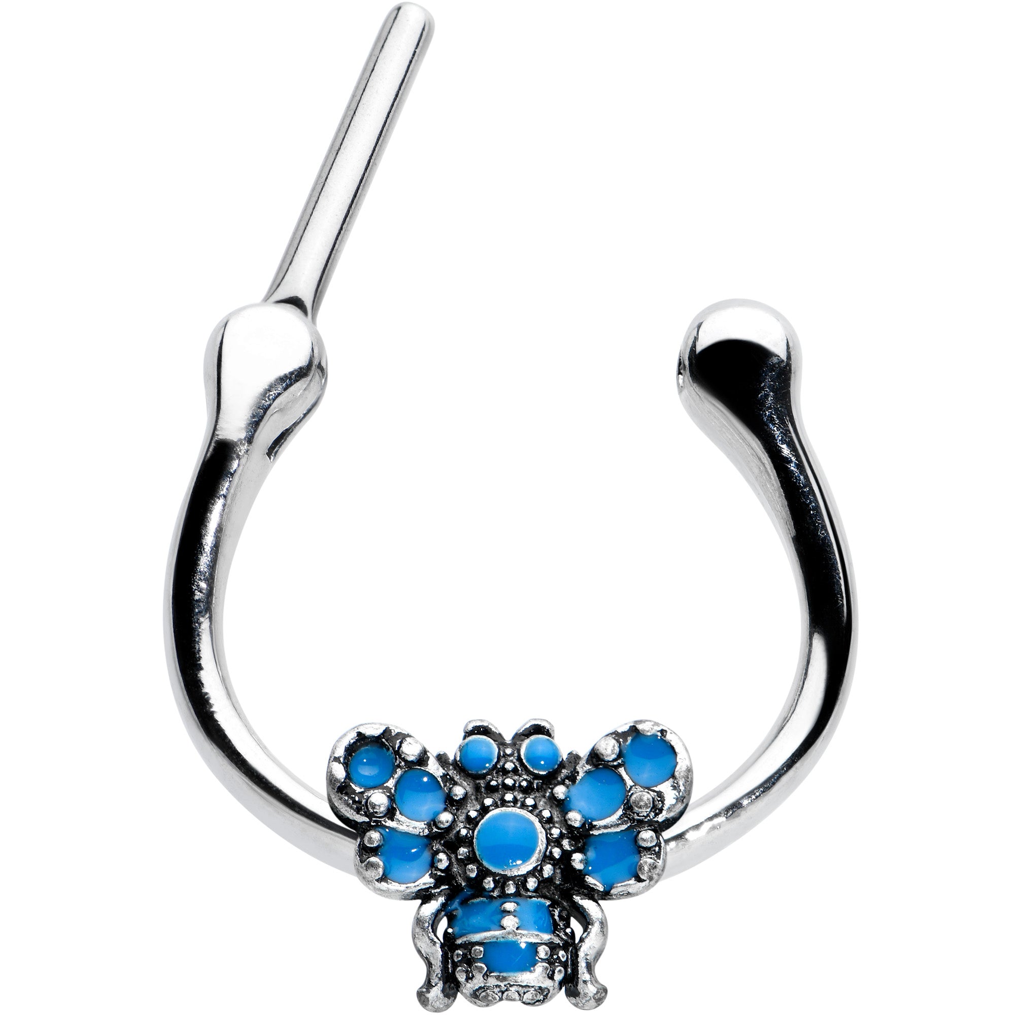 16G 5/16 Textured Blue Butterfly Cartilage Clicker