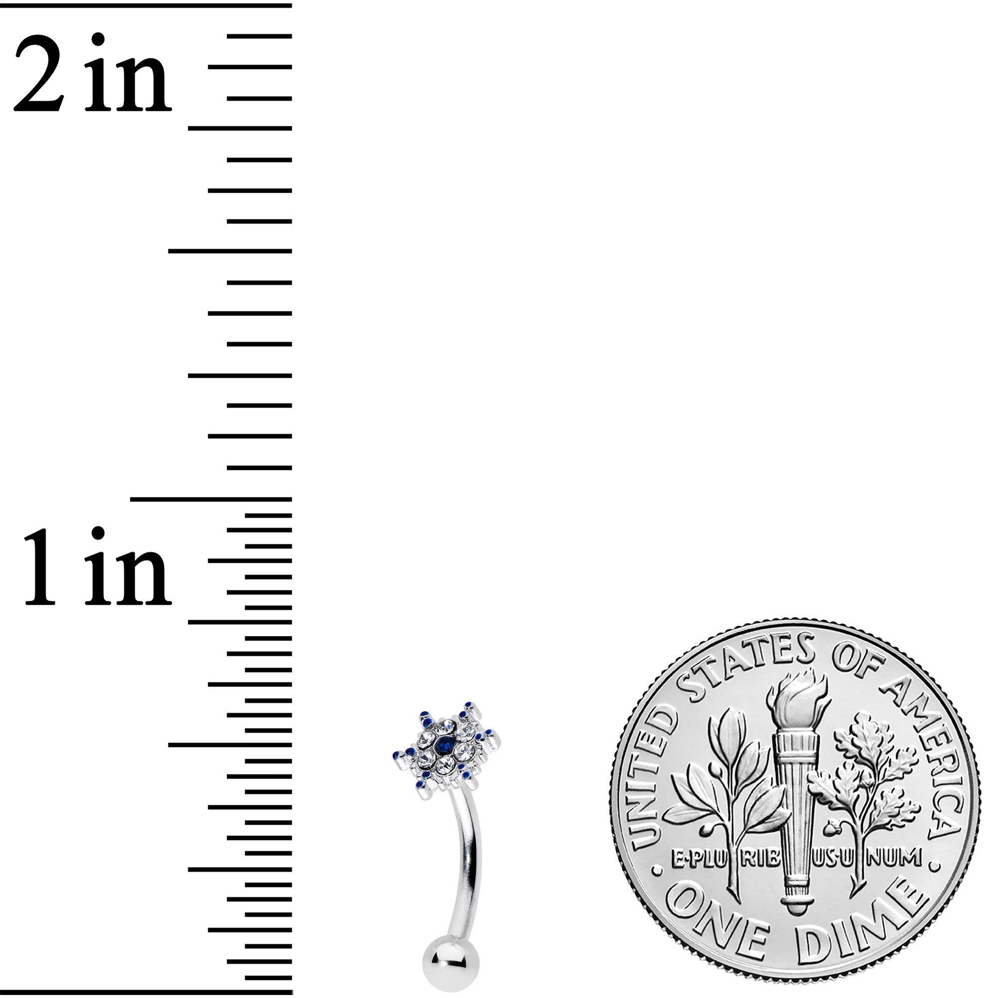 16G 5/16 Blue Gem Festive Snowflake Christmas Curved Eyebrow Ring