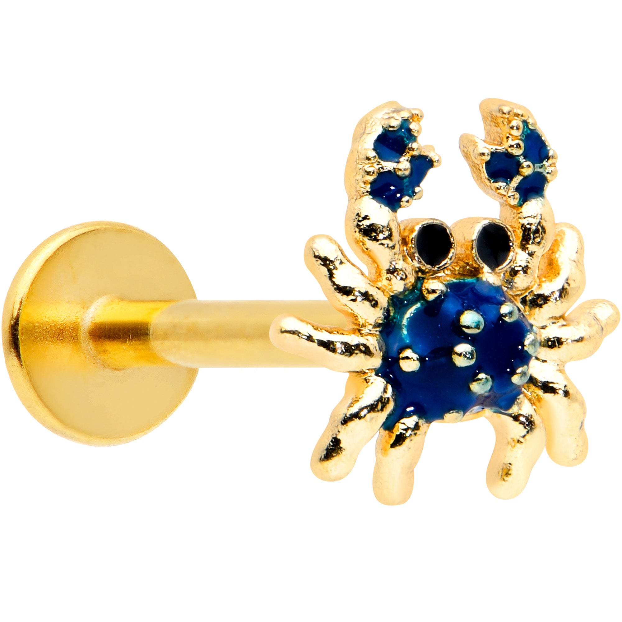 16G 5/16 Gold Tone Blue Crab Nautical Labret Monroe Tragus