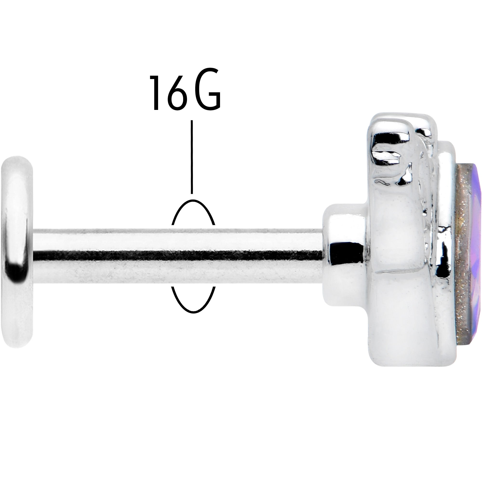 16G 1/4 Aurora Gem Deco Waves Labret