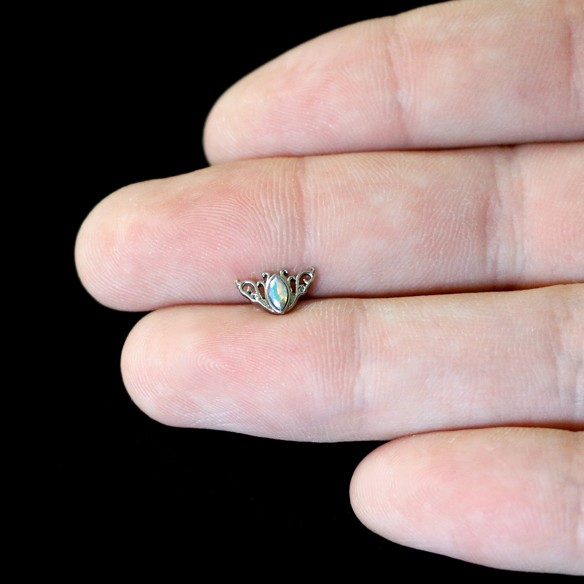 20G 7mm Aurora Gem Deco Waves L Shape Nose Ring