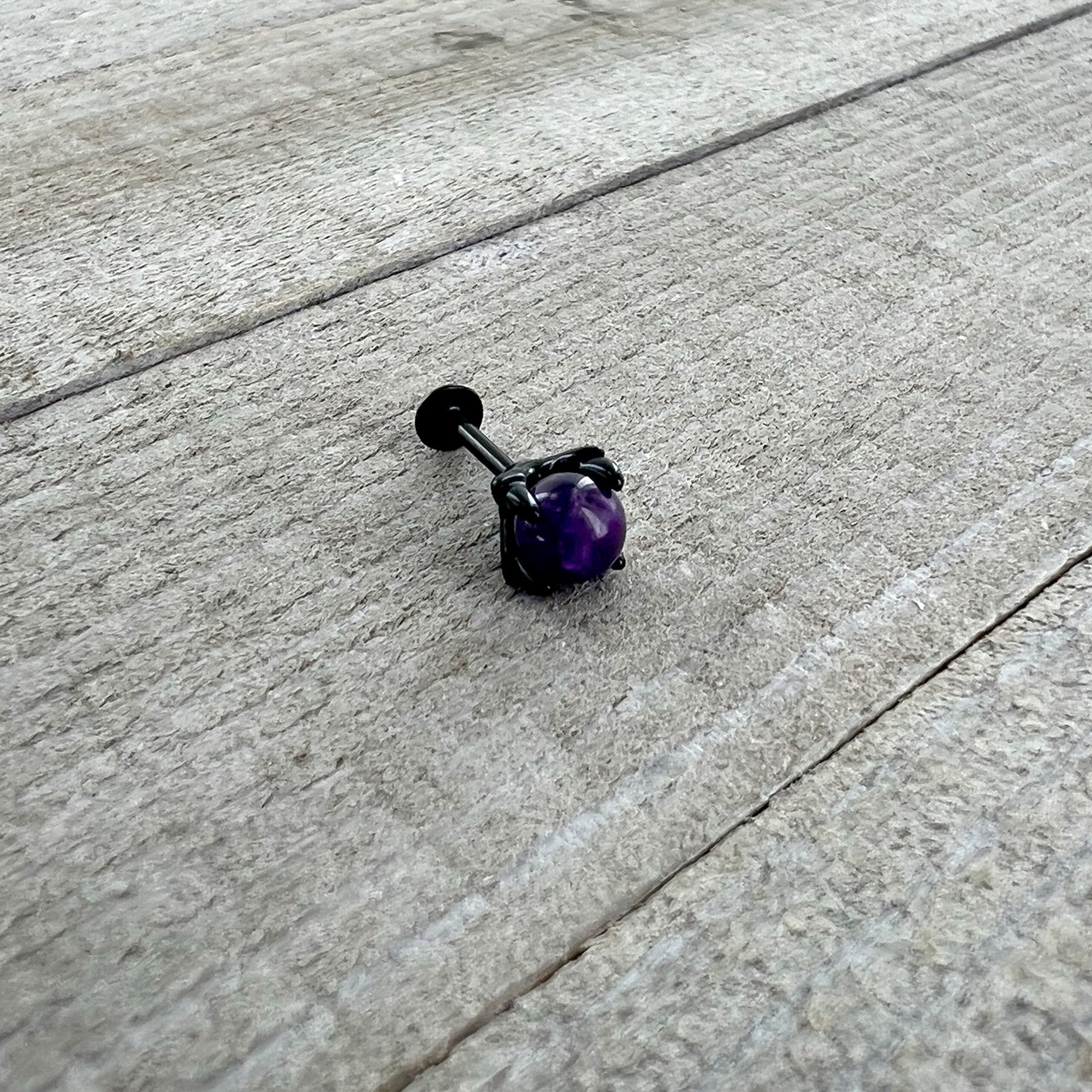16G 5/16 Purple Amethyst Black Claw Hand Labret Monroe Tragus