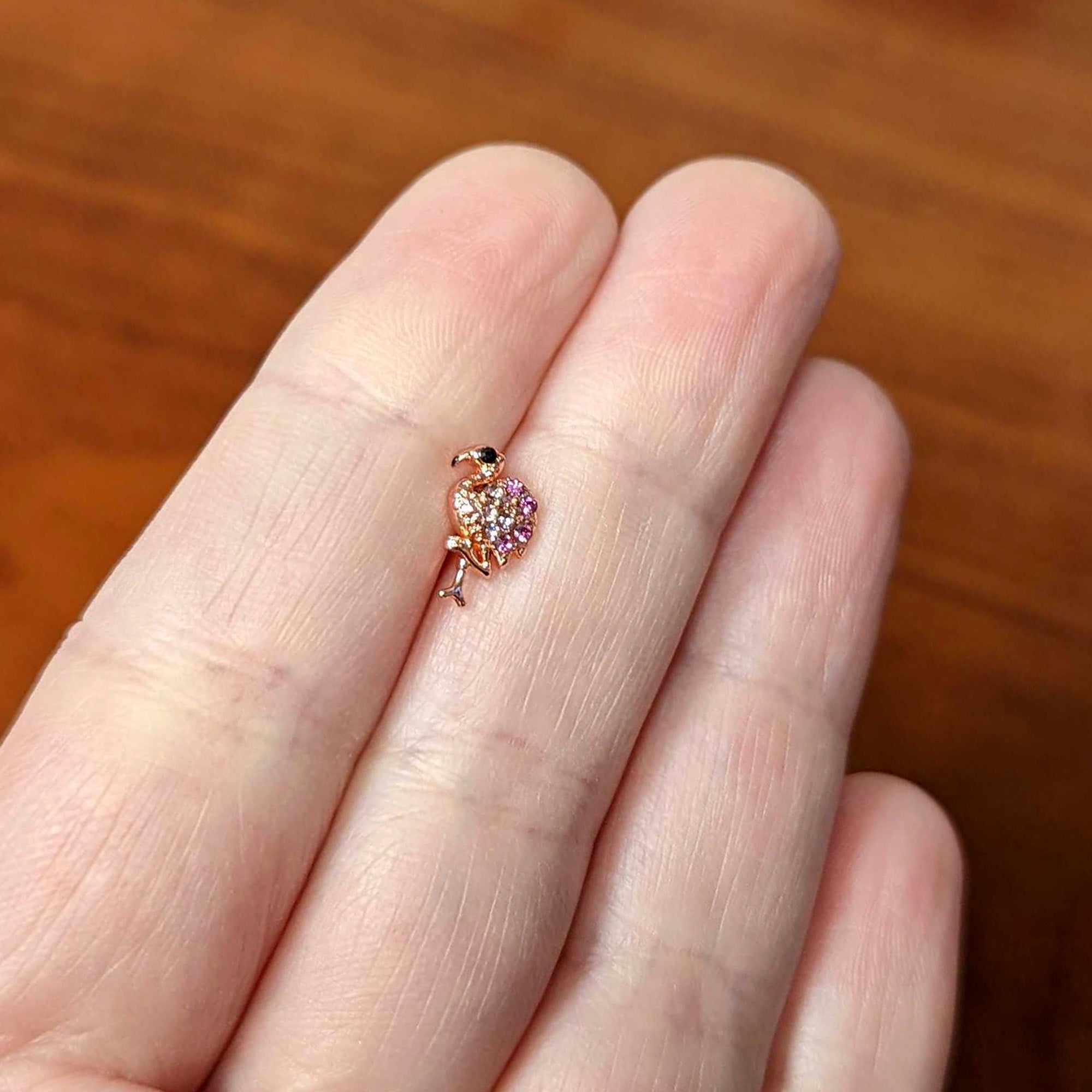 16G 5/16 Pink Gem Rose Gold Tone Fashion Flamingo Labret Tragus