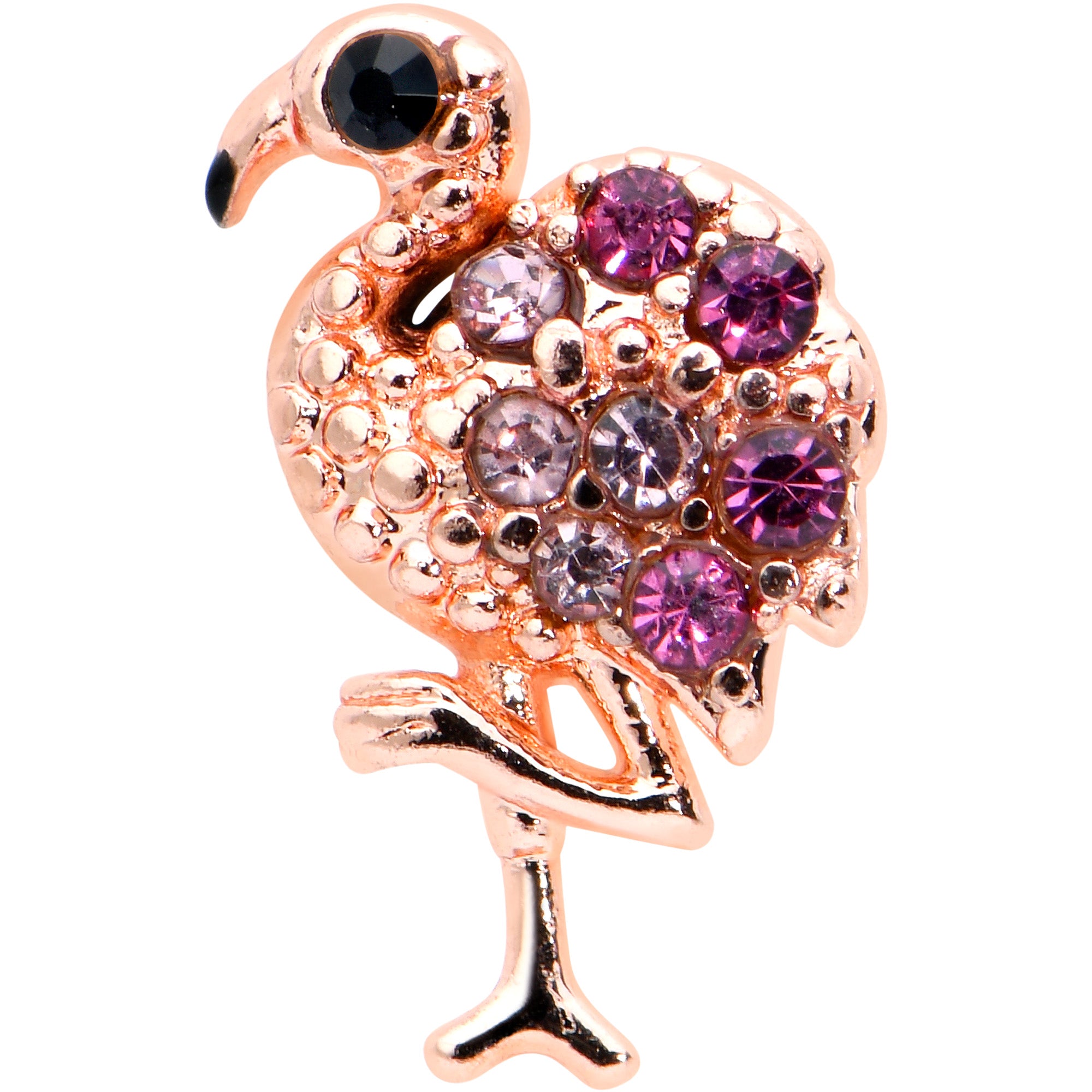 20G 7mm Pink Gem Rosy Fashion Flamingo L Shape Nose Ring