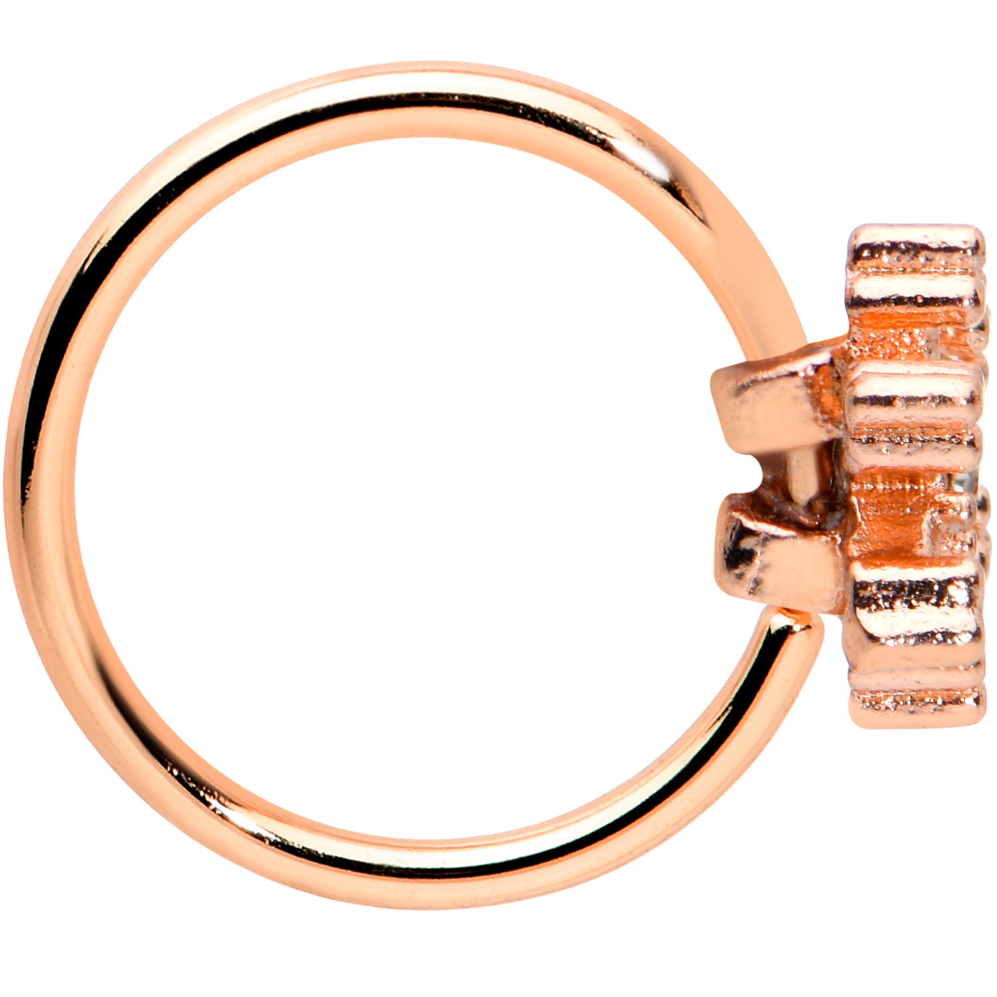 20G 5/16 Clear Gem Rose Gold Tone Sweet Snowflake Nose Hoop