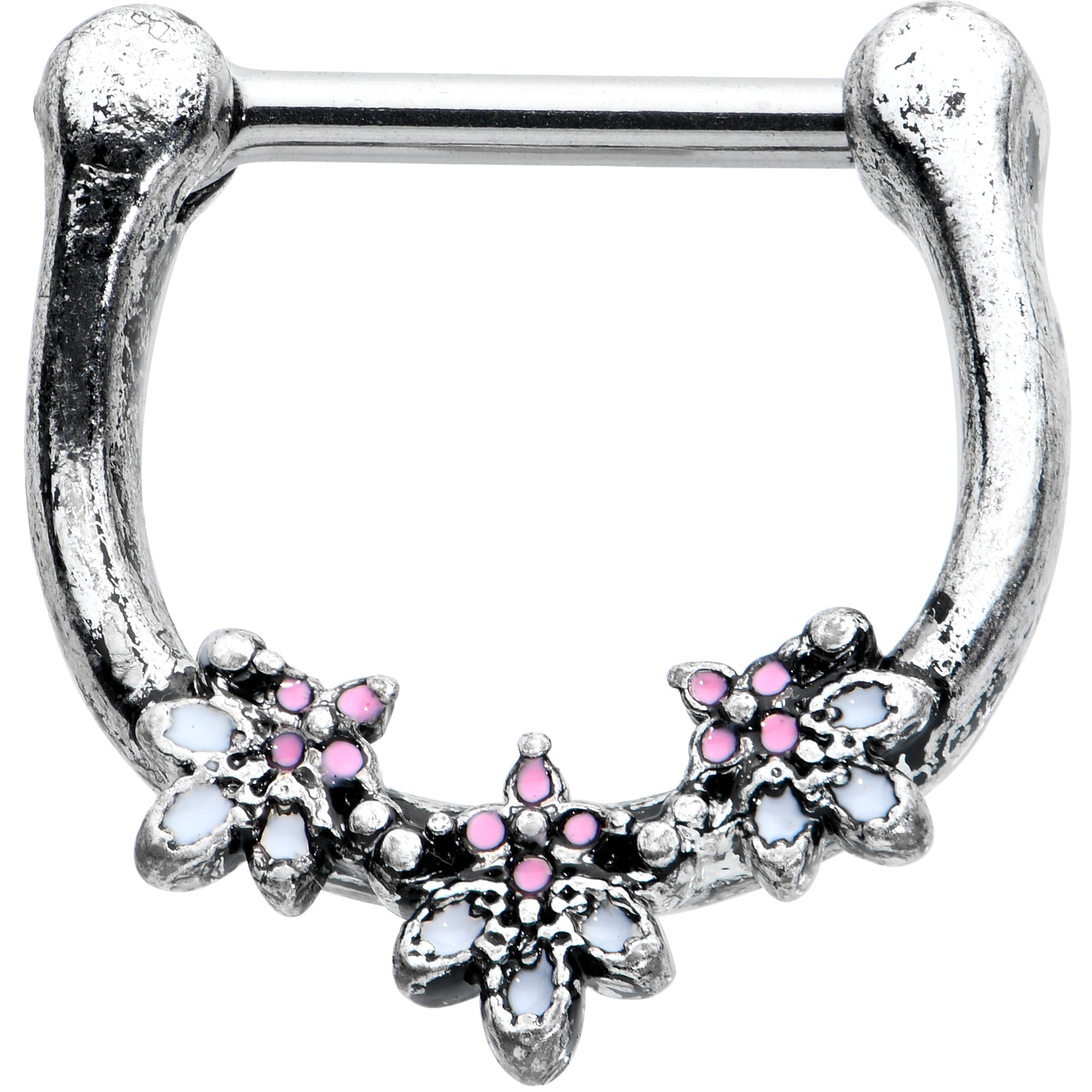 16G 5/16 Pink White Abstract Leaf Flower Cartilage Clicker