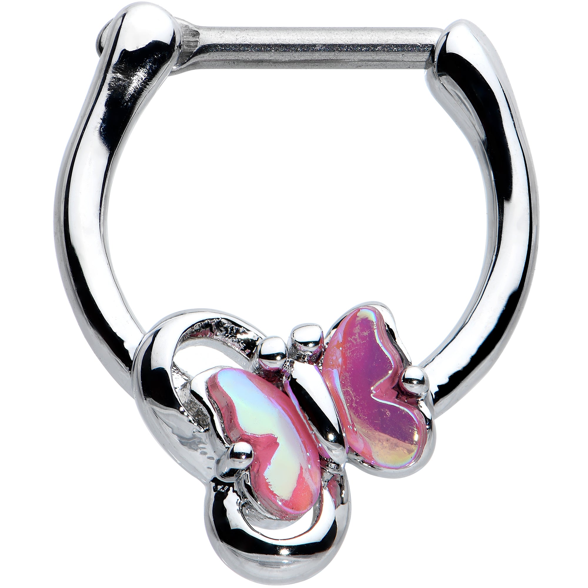 16G 5/16 Heart Pink Butterfly Cartilage Clicker