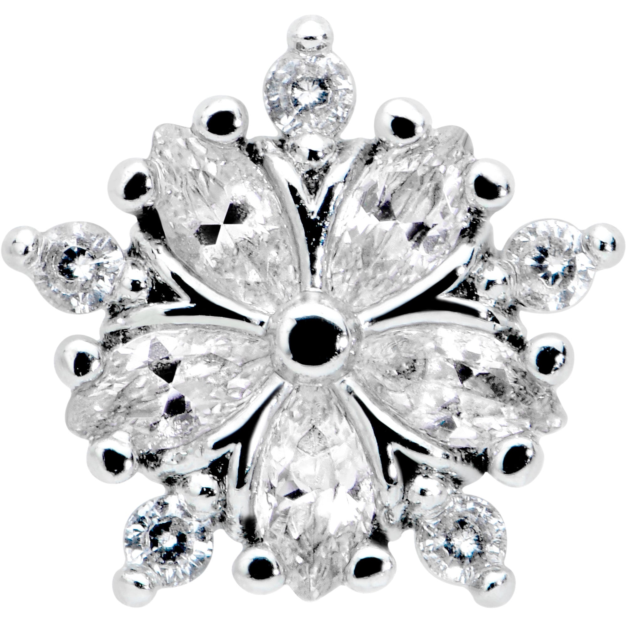 16G 1/4 Clear CZ Gem Floral Burst Cartilage Tragus Earring