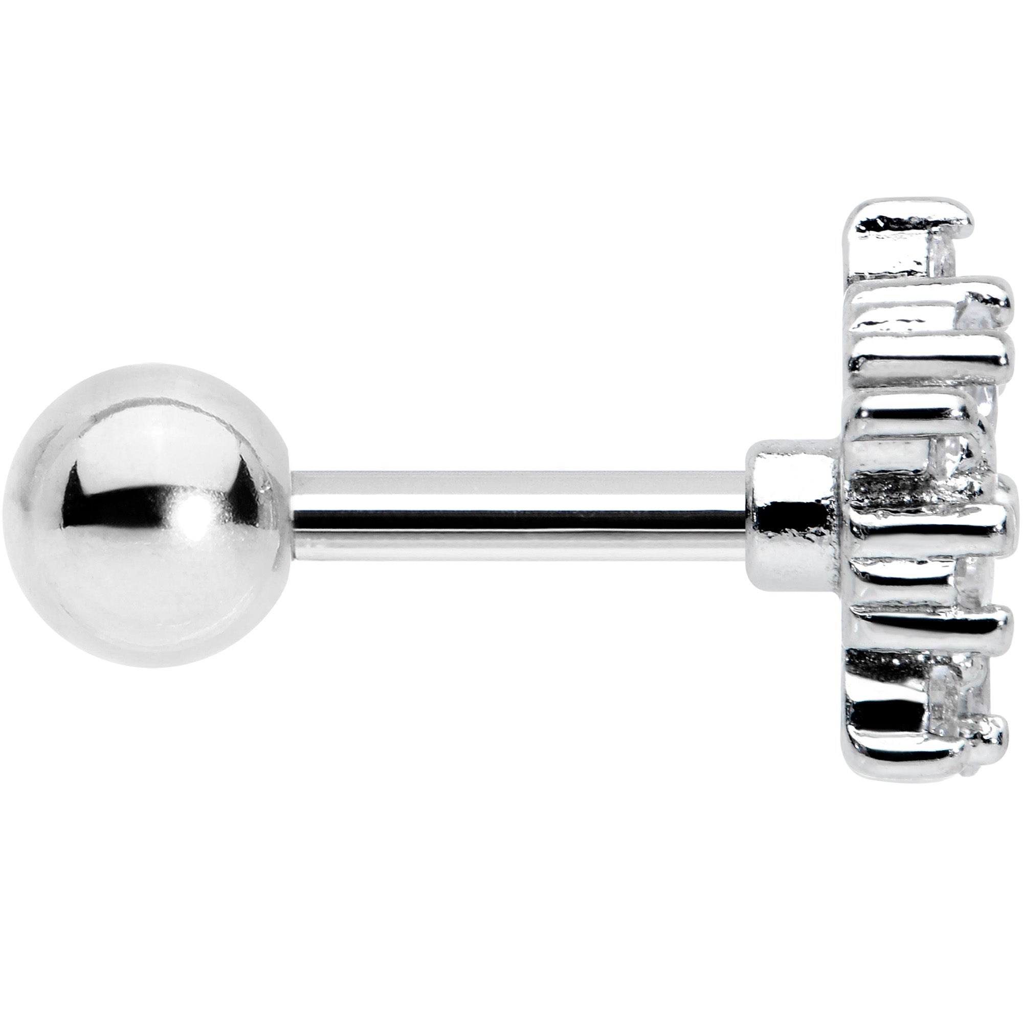 16G 1/4 Clear CZ Gem Floral Burst Cartilage Tragus Earring