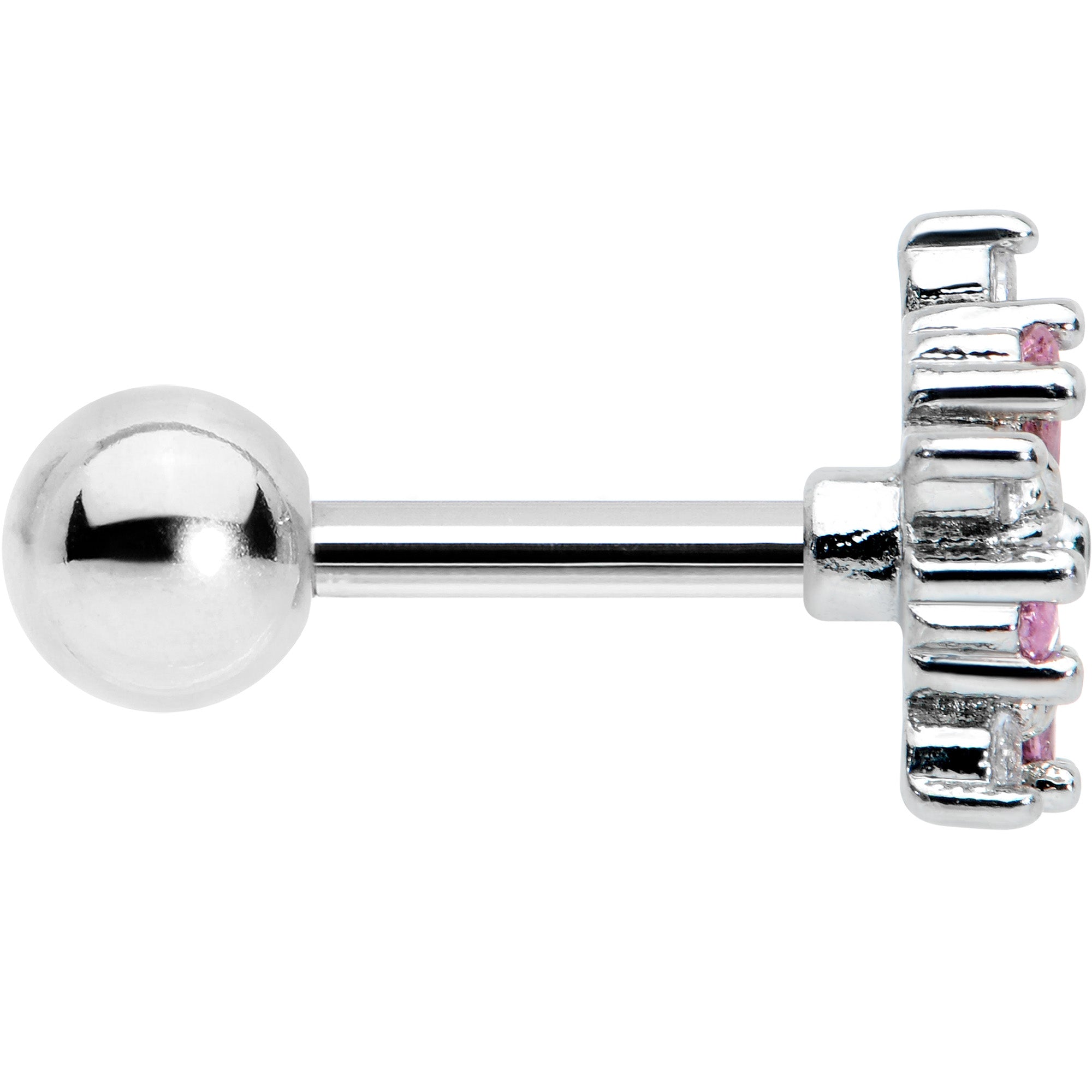 16G 1/4 Pink CZ Gem Floral Burst Cartilage Tragus Earring