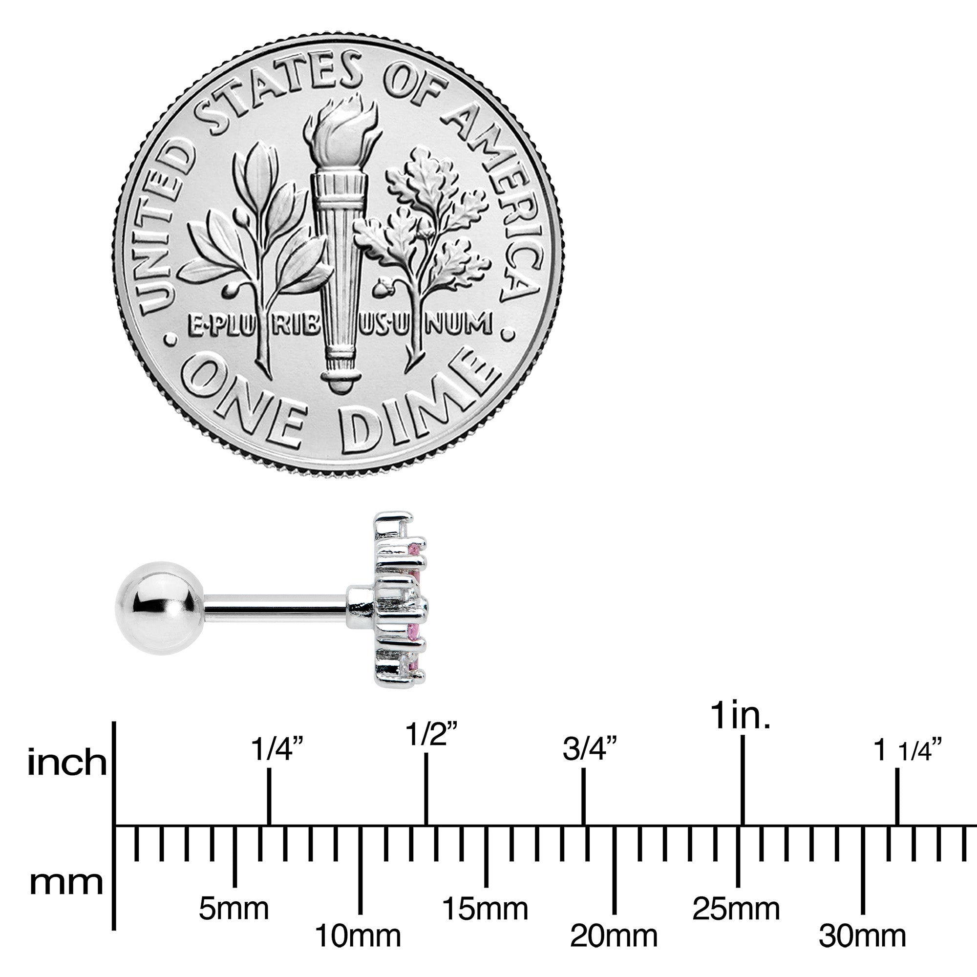 16G 1/4 Pink CZ Gem Floral Burst Cartilage Tragus Earring