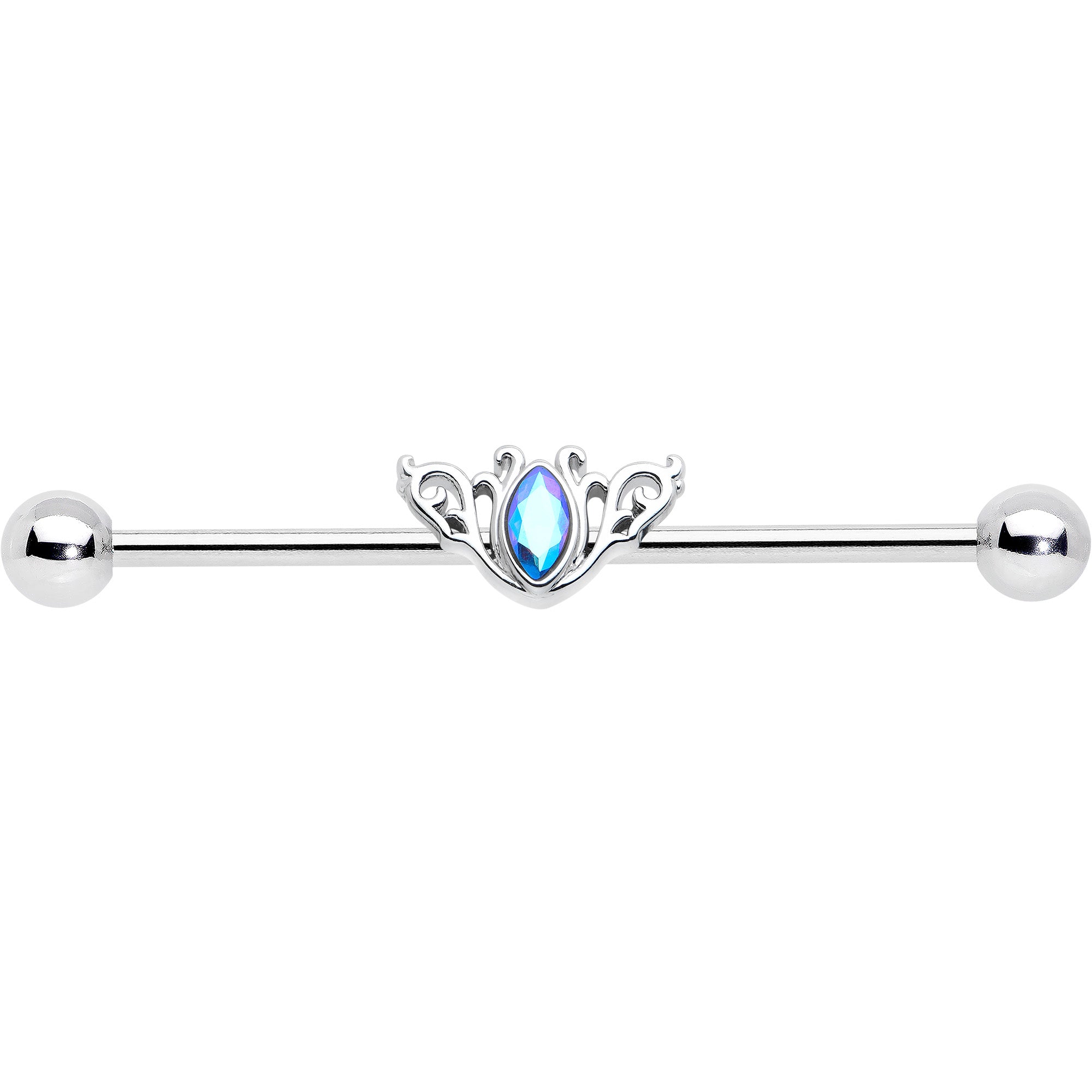 14G Aurora Gem Art Deco Style Waves Industrial Barbell 38mm