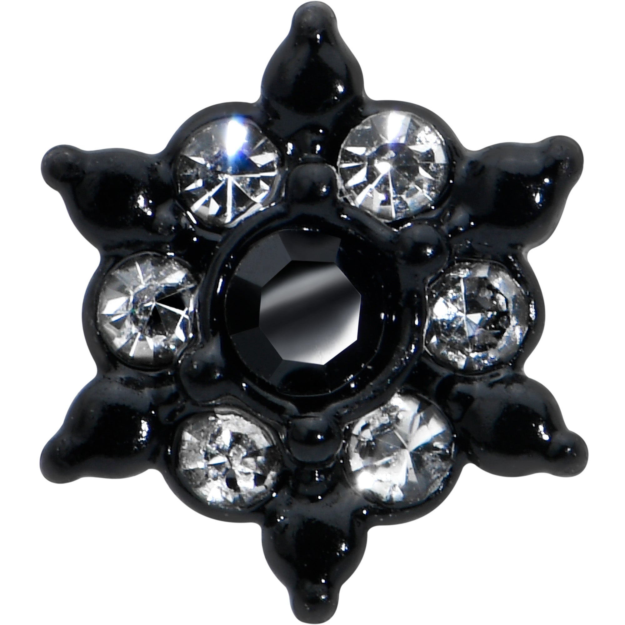 16G 5/16 Clear CZ Gem Black Abstract Sun Labret Monroe Tragus