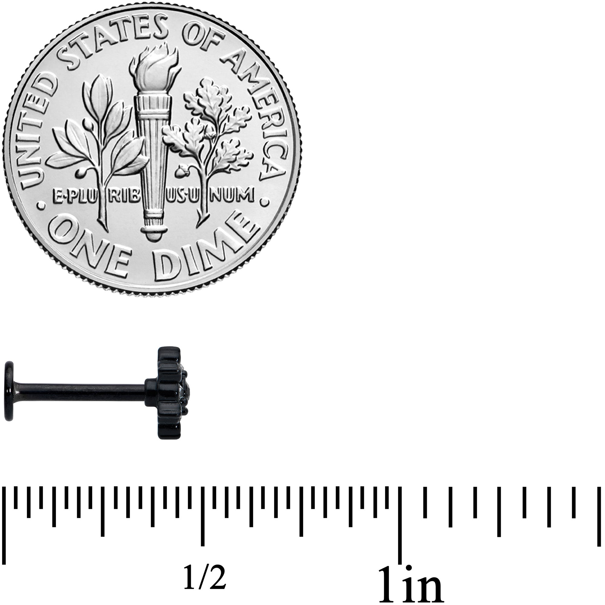 16G 5/16 Clear CZ Gem Black Abstract Sun Labret Monroe Tragus