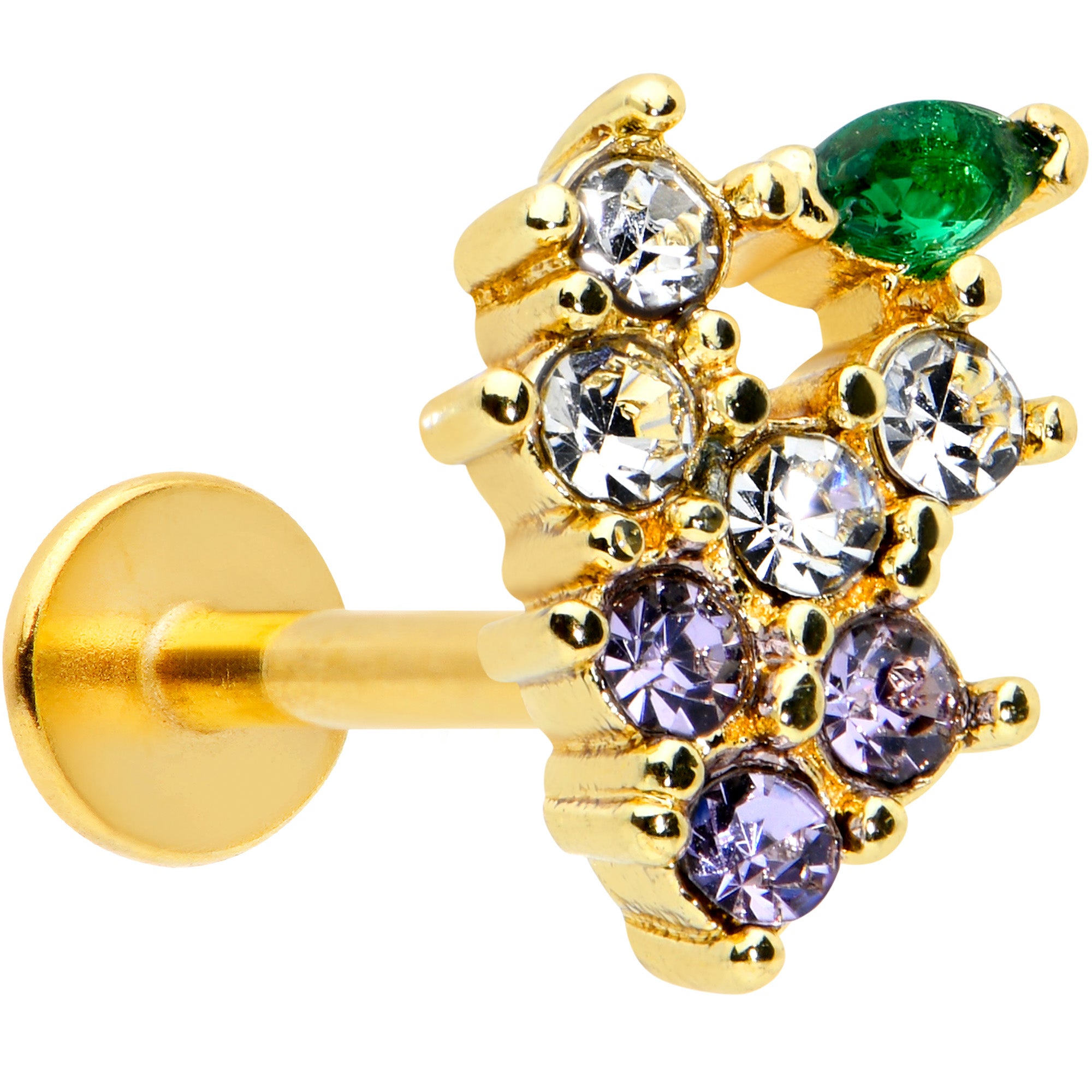 16G 5/16 Clear CZ Gem Gold Tone Bunch Grapes Labret Monroe Tragus