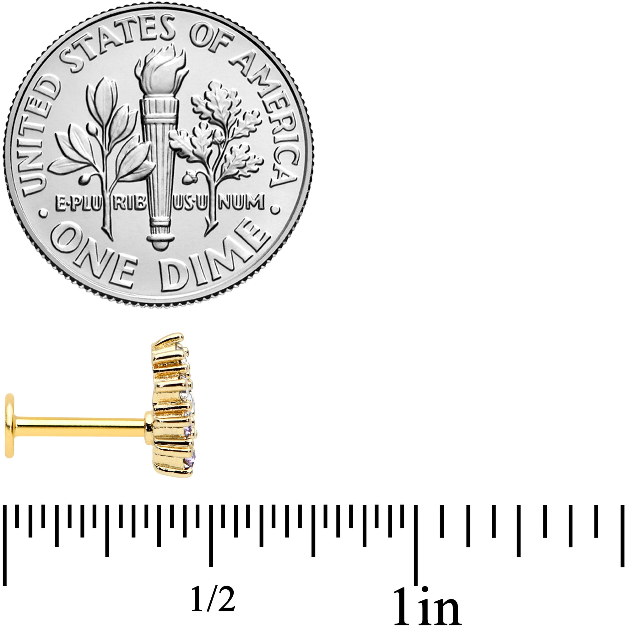 16G 5/16 Clear CZ Gem Gold Tone Bunch Grapes Labret Monroe Tragus