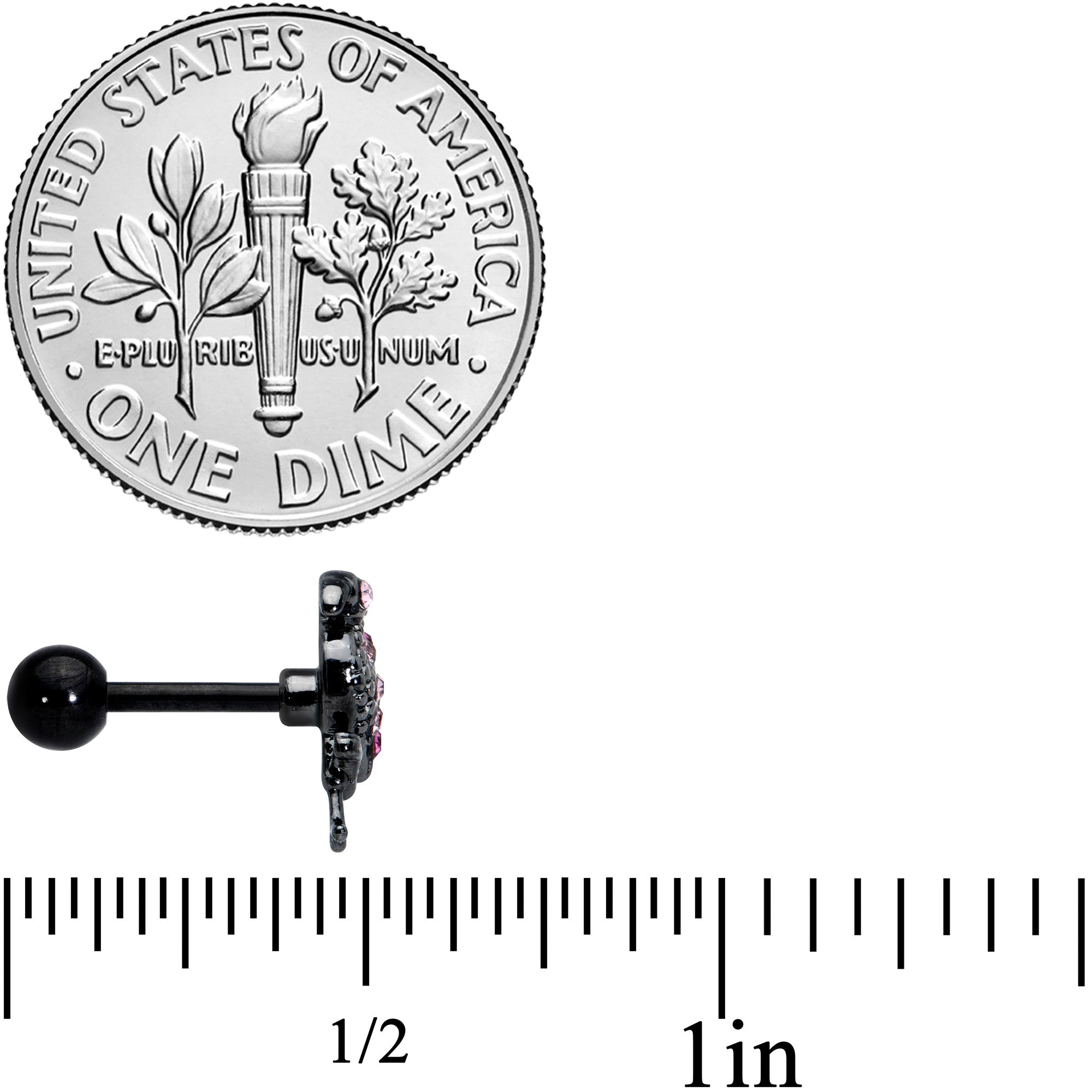 16G 1/4 Pink Gem Black Fashion Flamingo Cartilage Tragus Earring