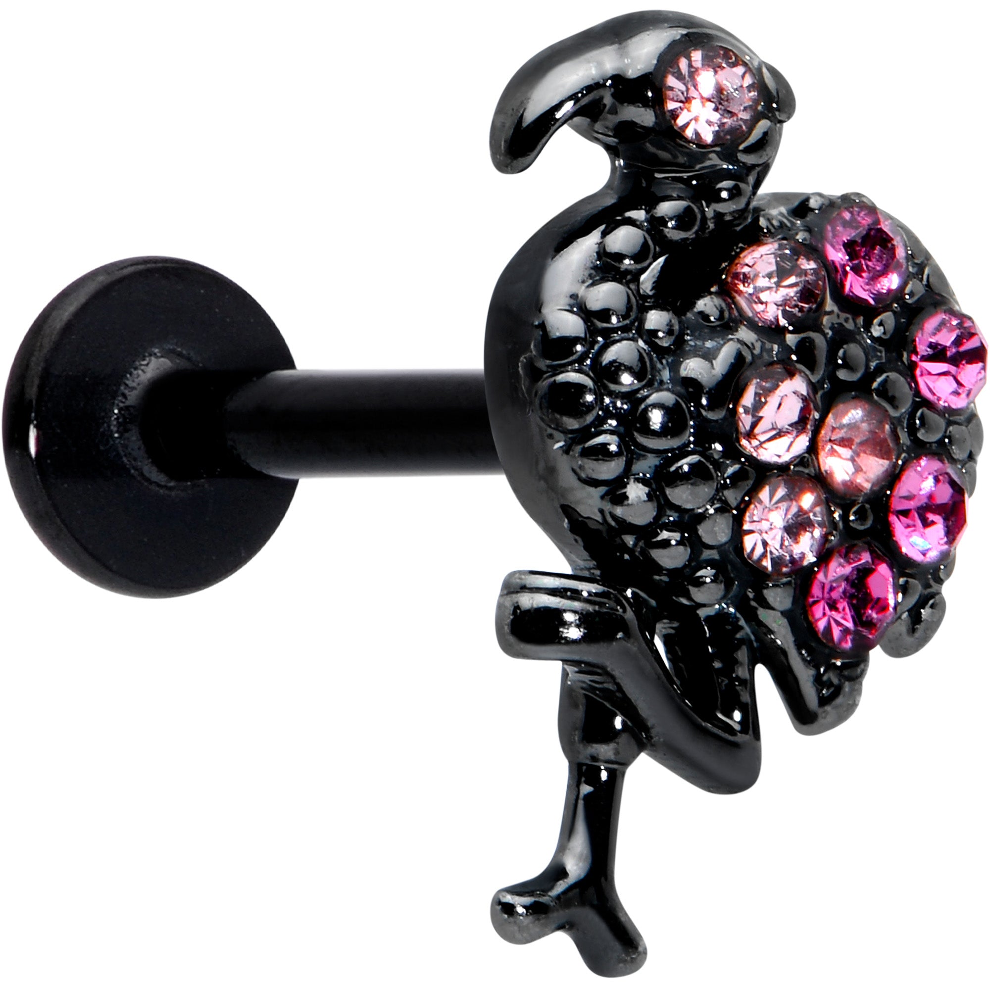 16G 5/16 Pink Gem Black Fashion Flamingo Labret Monroe Tragus