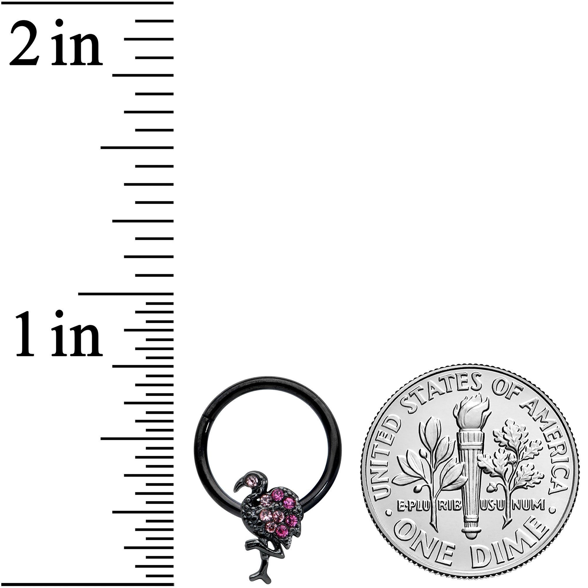16G 3/8 Pink Gem Black Fashion Flamingo Hinged Segment Ring