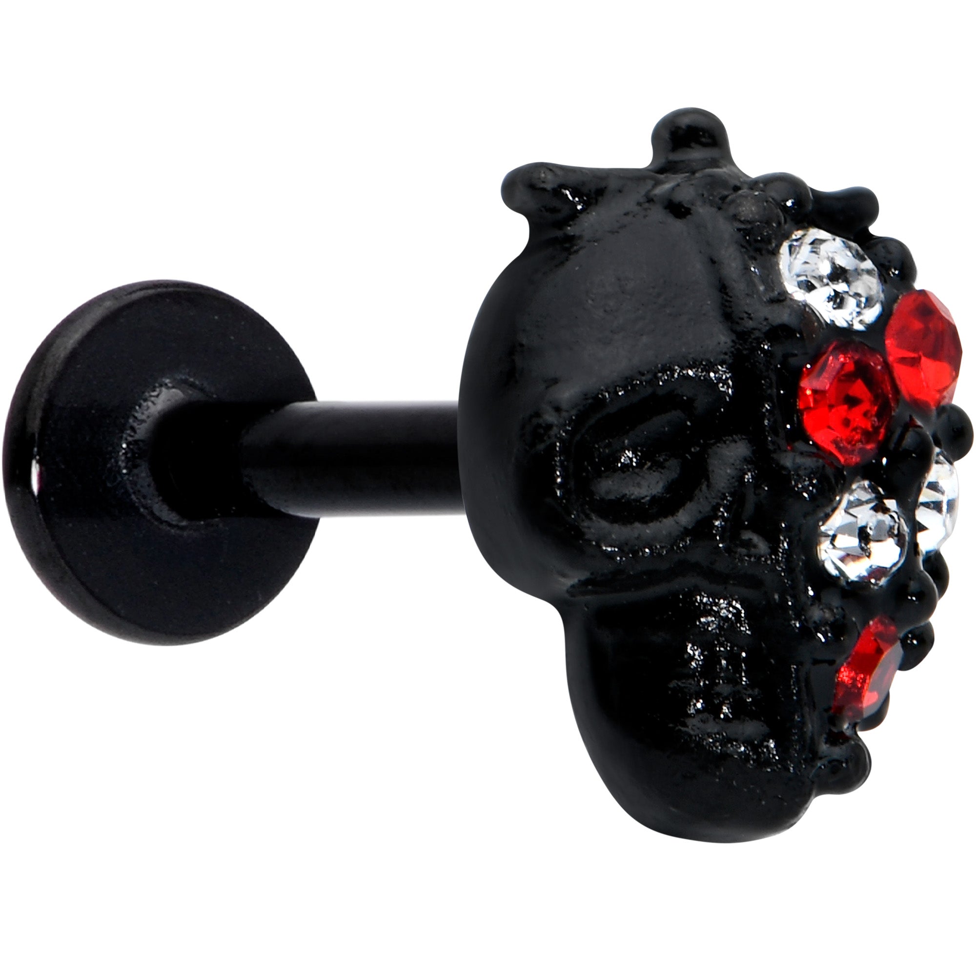 16G 5/16 Red Clear Gem Black Skull Halloween Labret Monroe Tragus