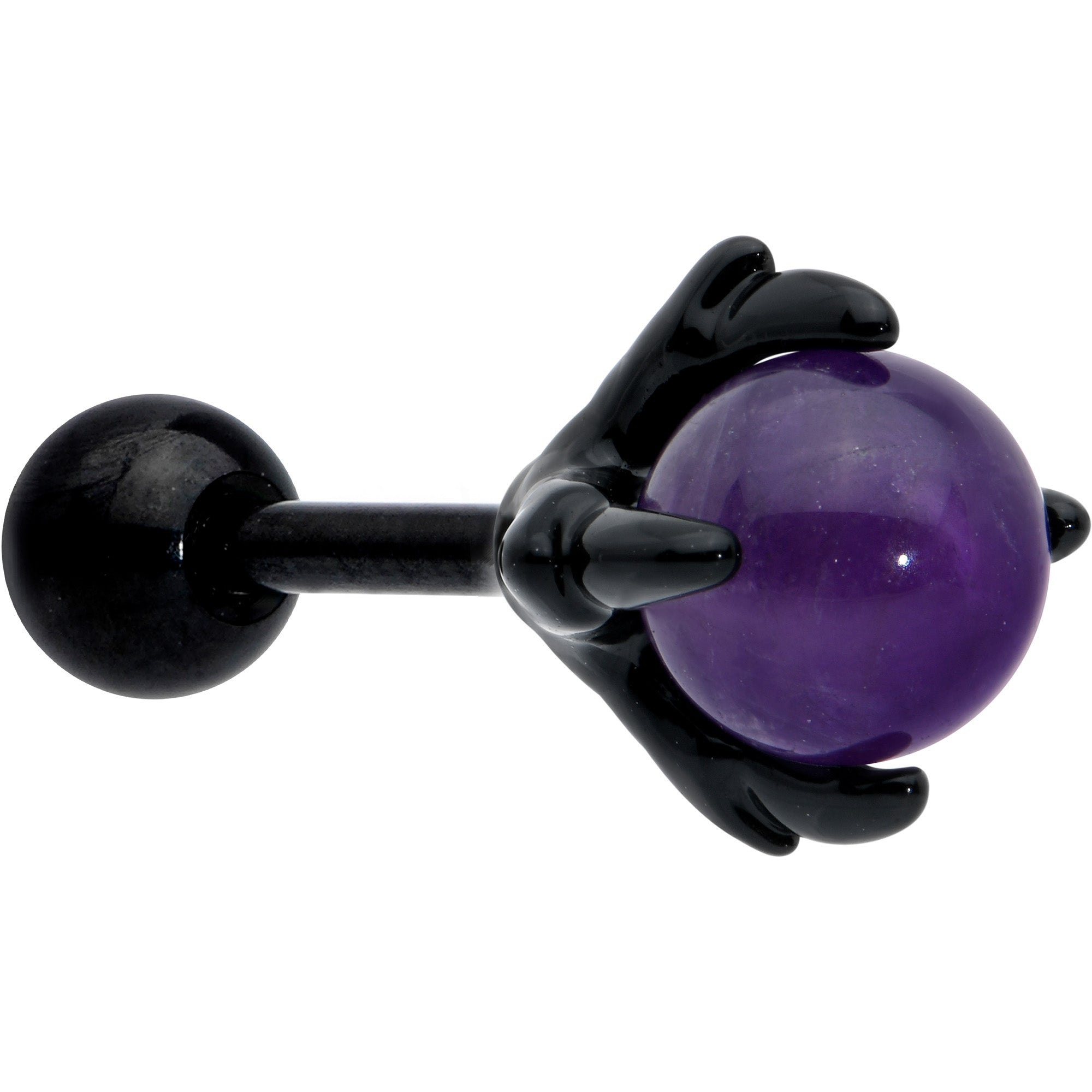 16G 1/4 Purple Amethyst Black Claw Hand Cartilage Tragus Earring