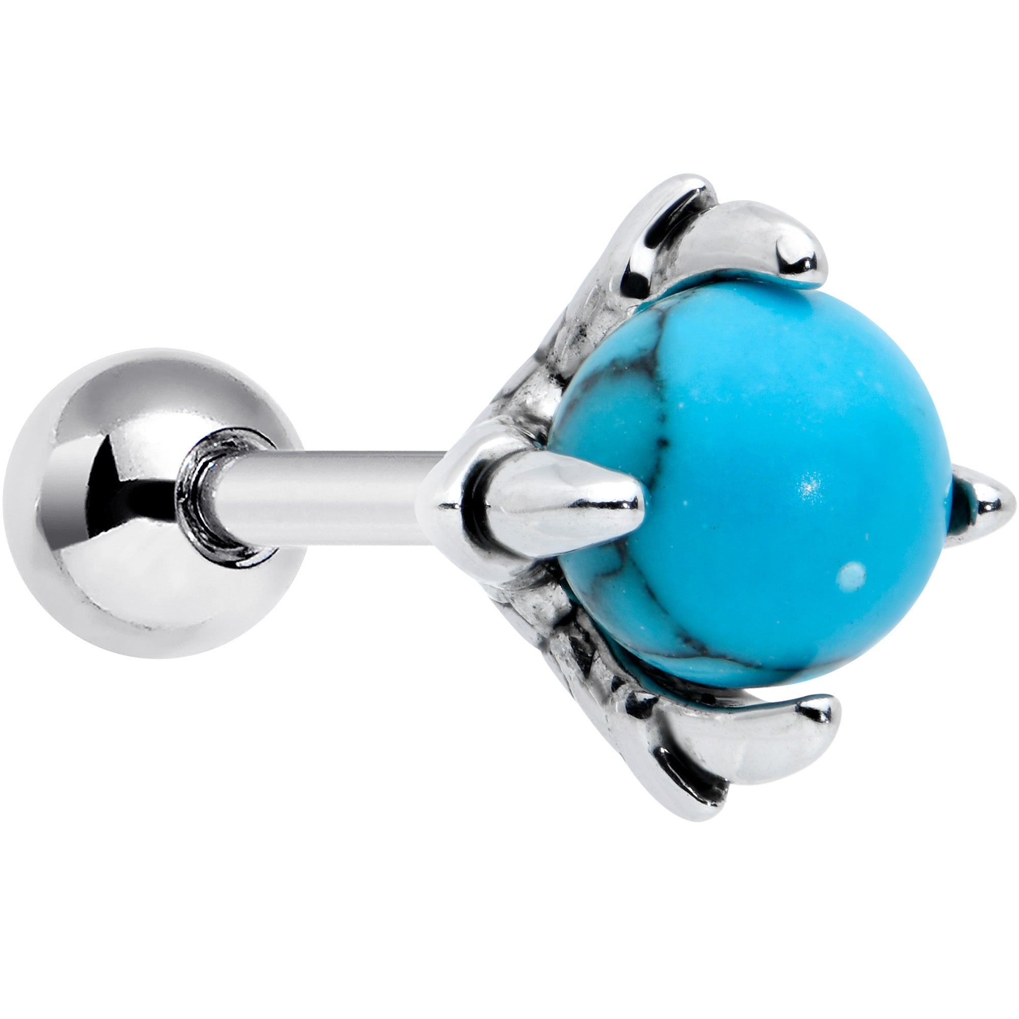 16G 1/4 Blue Turquoise Claw Hand Cartilage Tragus Earring